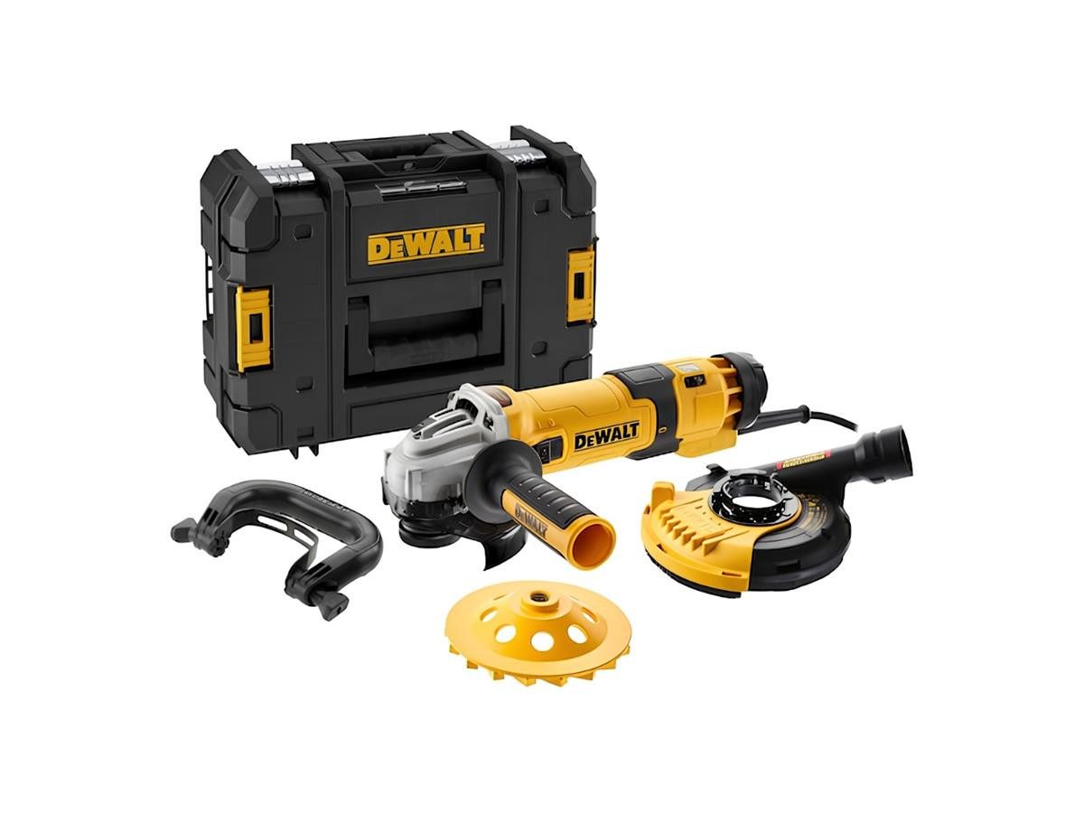DeWalt Winkelschleifer 1500W Beton, max. 10000 U/min, 1500 W Motorleistung, 125 mm, inkl. Staubhaube und Diamant-Topfscheibe