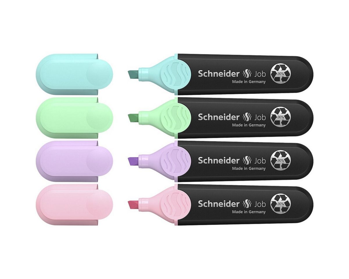 Schneider Marker Job Pastell, (4-tlg), Textmarker in Pastellfarben, im Kunststoffetui