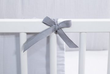 ULLENBOOM ® Bettnestchen Baby Nestchen Grau 210x30 cm (Made in EU), Bezug 100% Baumwolle, (1-tlg), Passend für Babybett 140x70 cm, Weiche Babybettumrandung