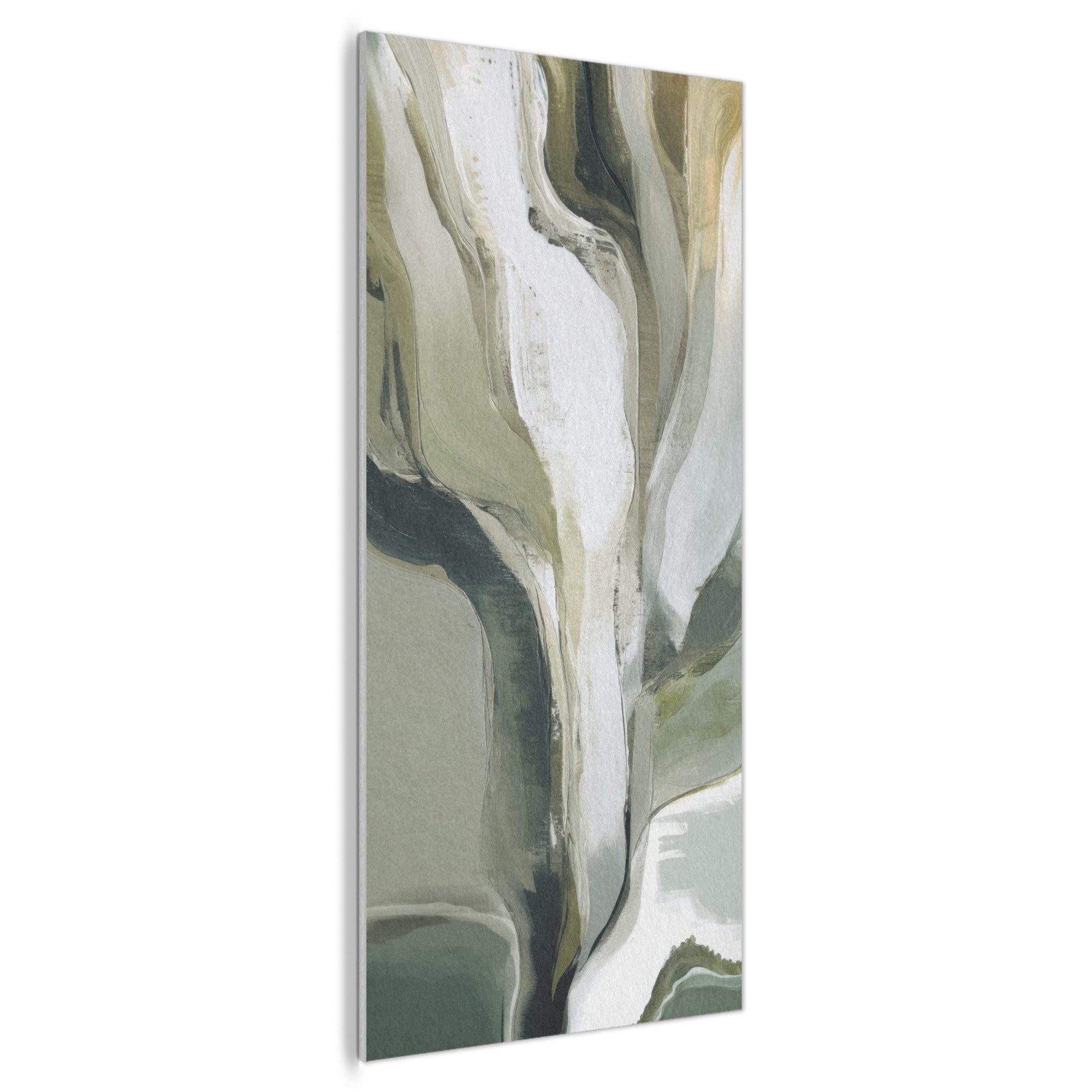 MuchoWow Gemälde Natur - Abstrakt - Grün - Pinselstriche, Fotodruck (1 St), Akustikpaneele Rund, Akustikbild, Schalldämmung, Deko 60x120 cm