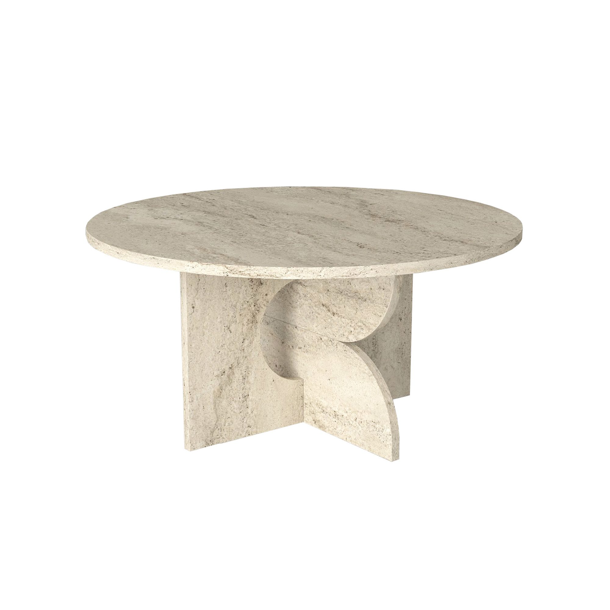 moebel17 Couchtisch moebel17 Couchtisch rund 75 cm Travertin-Optik Beige Wohnzimmertisch (Einzelmöbel, 1-St., Besteht aus 1 Couchtisch), Pflegeleichte Oberfläche, Granitoptik