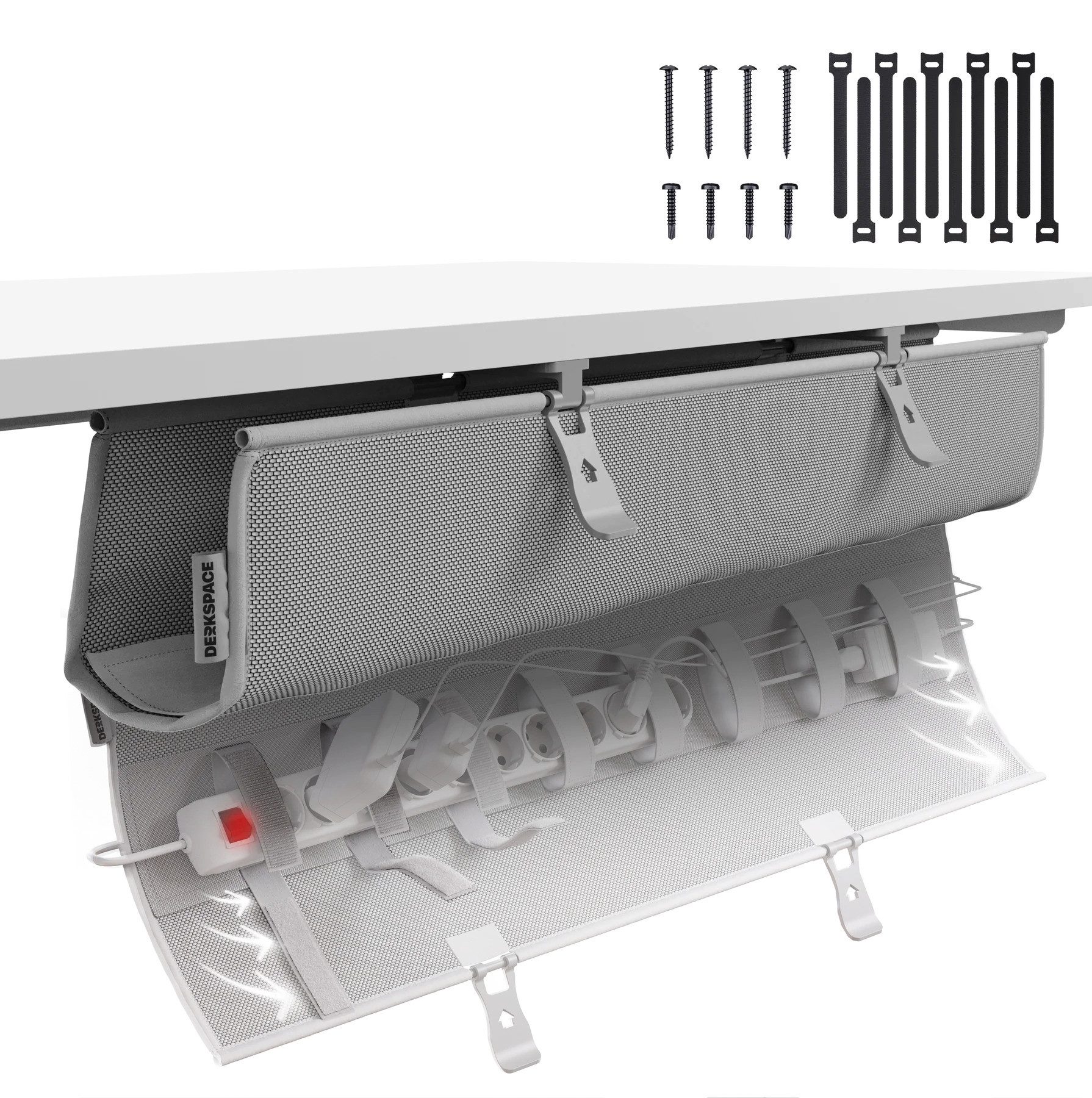 DESKSPACE Kabelkanal Kabelwanne Schreibtisch Kabelmanagement - Schreibtisch Kabelkanal (Einzelset, Einzelartikel), Beidseitig klappbar, stabil, einfache Montage, 94 cm lang