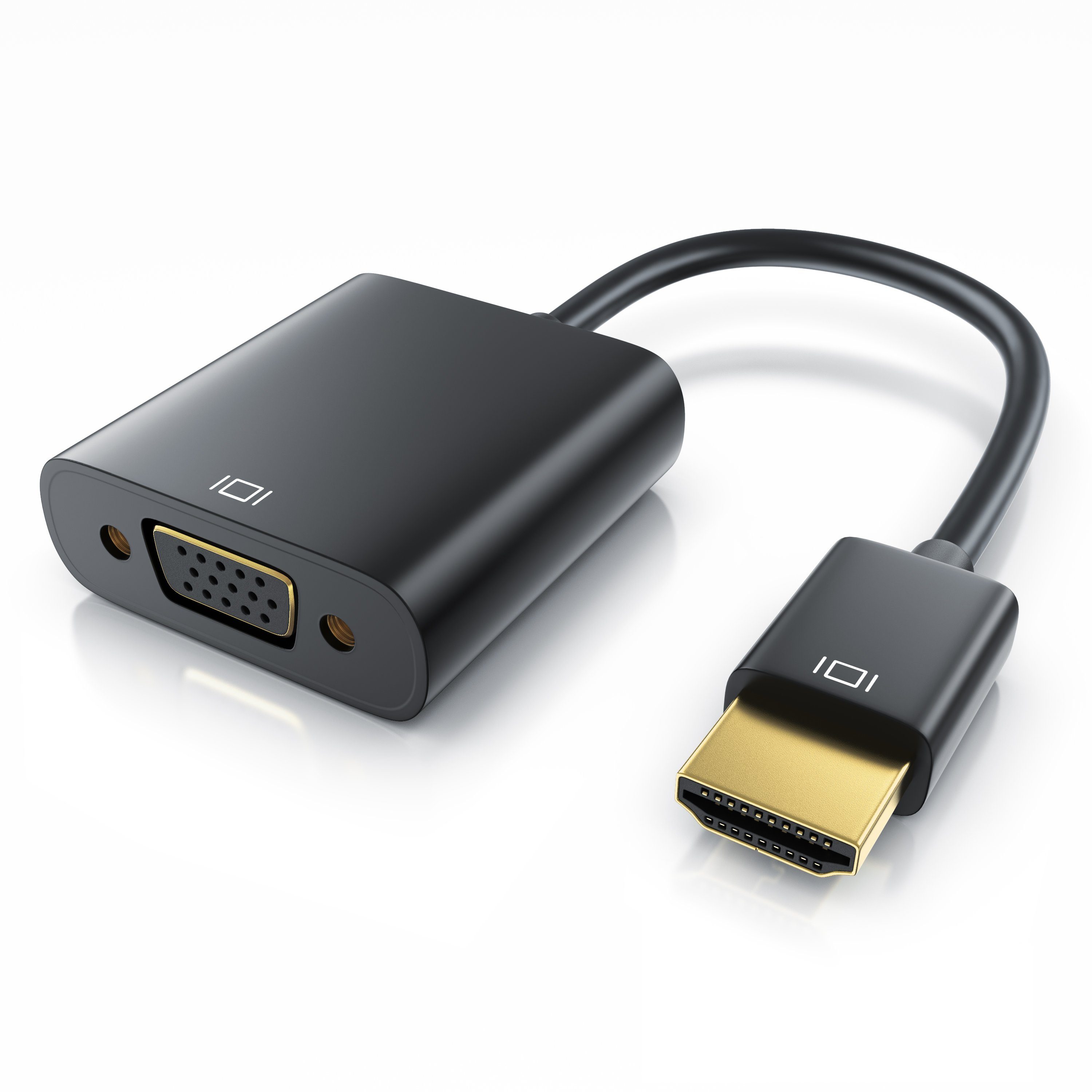 CSL Audio- & Video-Adapter HDMI Typ A zu VGA, 3,5-mm-Klinke, 10 cm, Adapter  mit Audio-Übertragung, Konverterkabel 1080p, digital zu analog