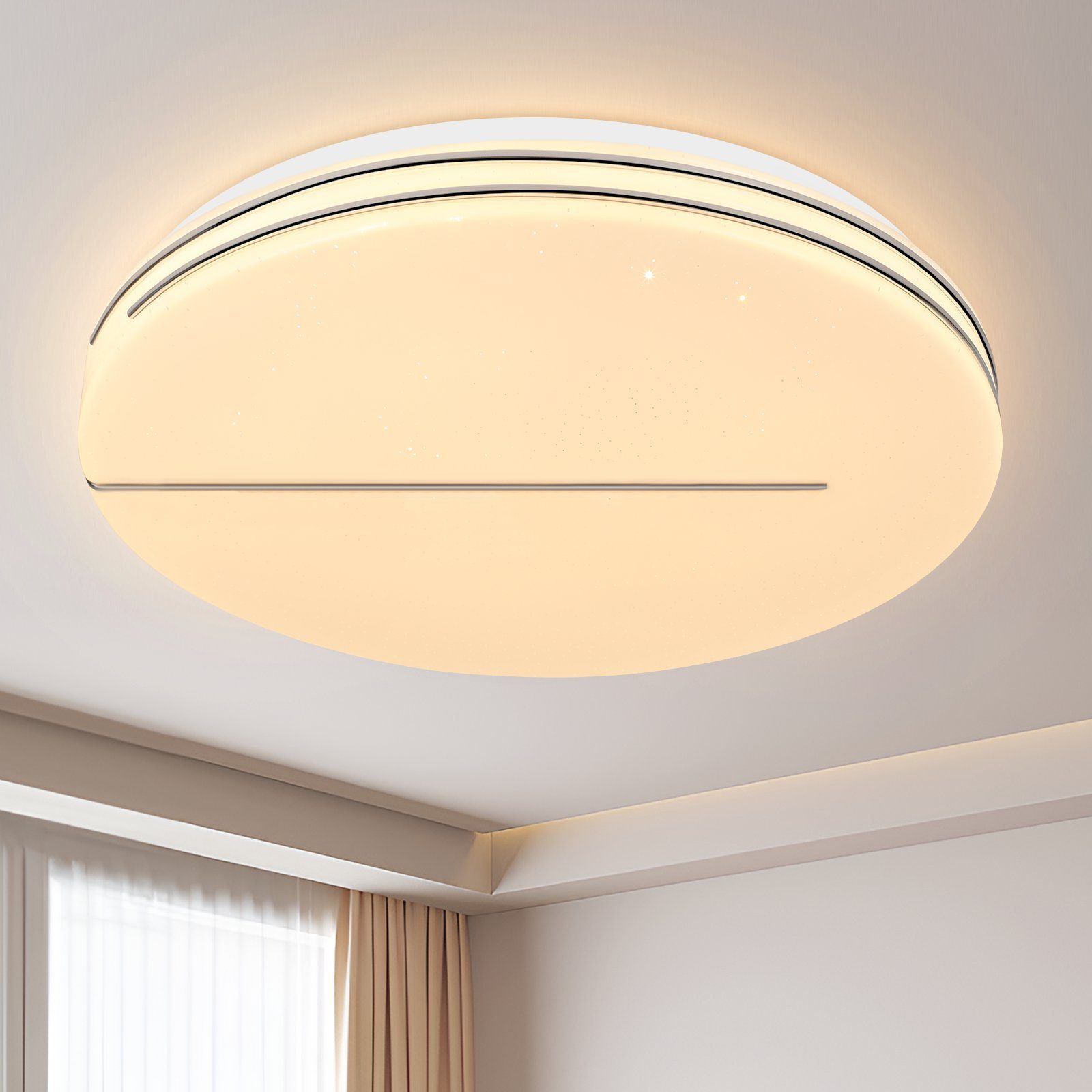Nettlife LED Deckenleuchte Schlafzimmerlampe Sternenhimmel 12/44W Küchenlampe Flurlampe Rund, LED fest integriert