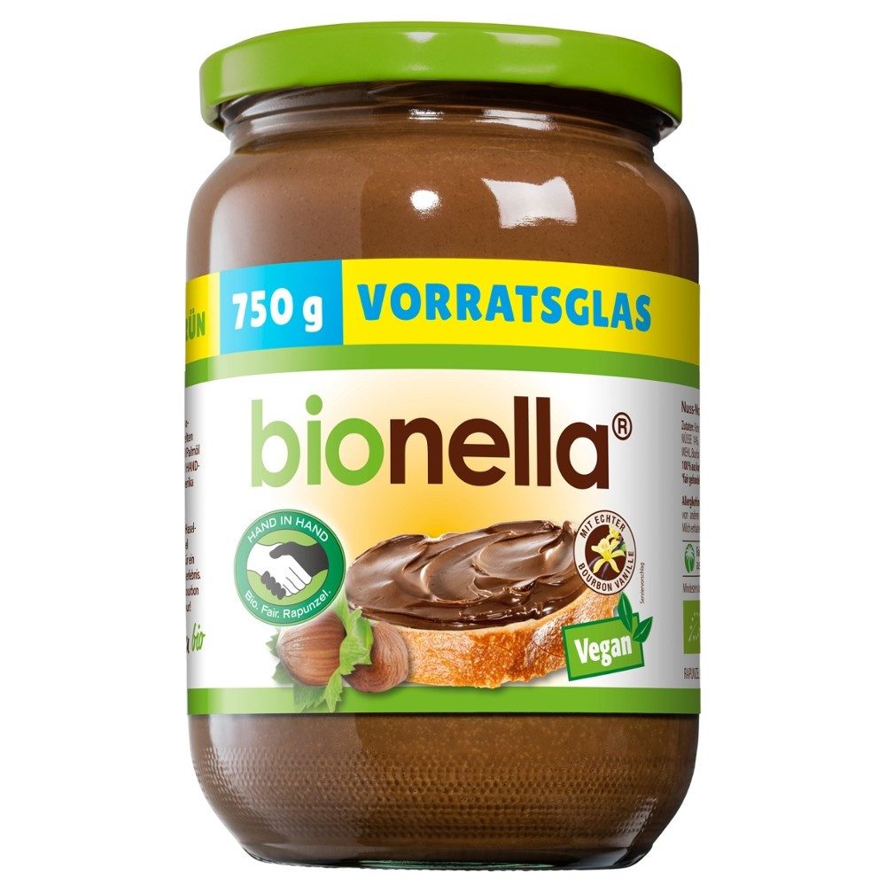 Rapunzel Nussaufstrich Bionella Nuss-Nougat-Creme vegan Vorratsglas 750g