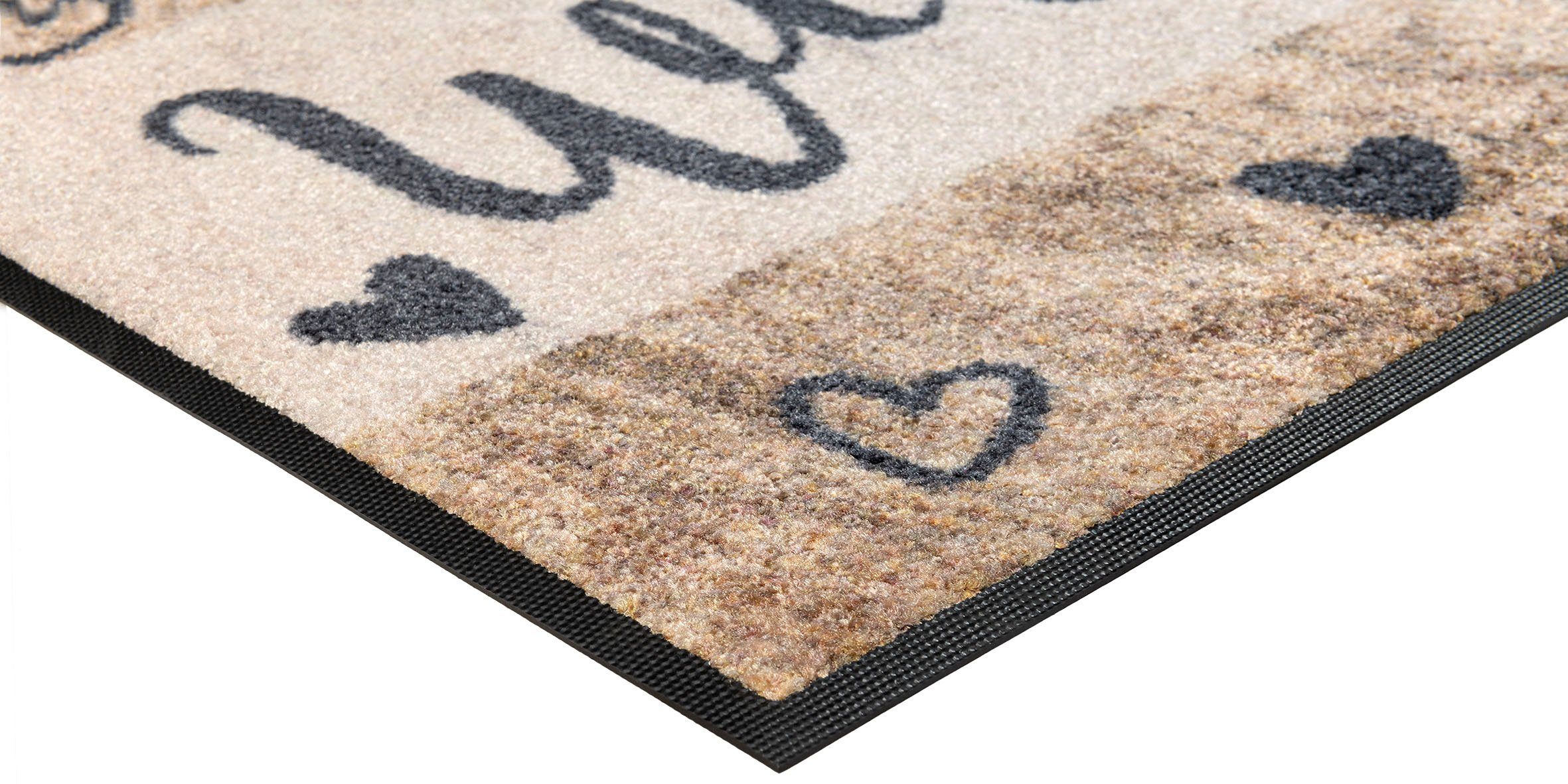 Fußmatte Wooden geeignet, waschbar Outdoor rutschhemmend, Höhe: mm, by Welcome, Kleen-Tex, rechteckig, In- wash+dry 7 Schmutzfangmatte, und