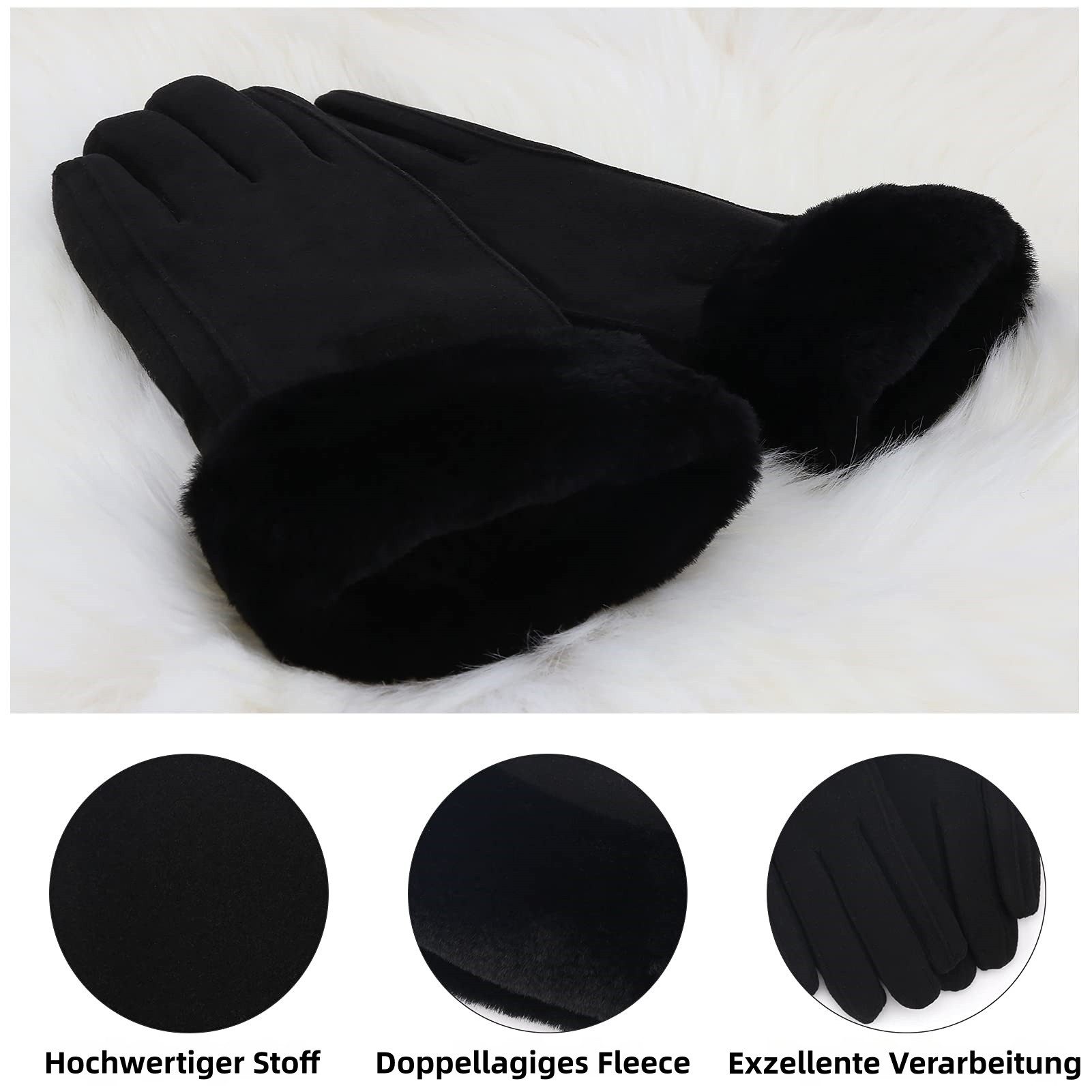 FOUORTUNATE-BEE Baumwollhandschuhe Damen Touchscreen-Handschuhe mit Fleecef günstig online kaufen