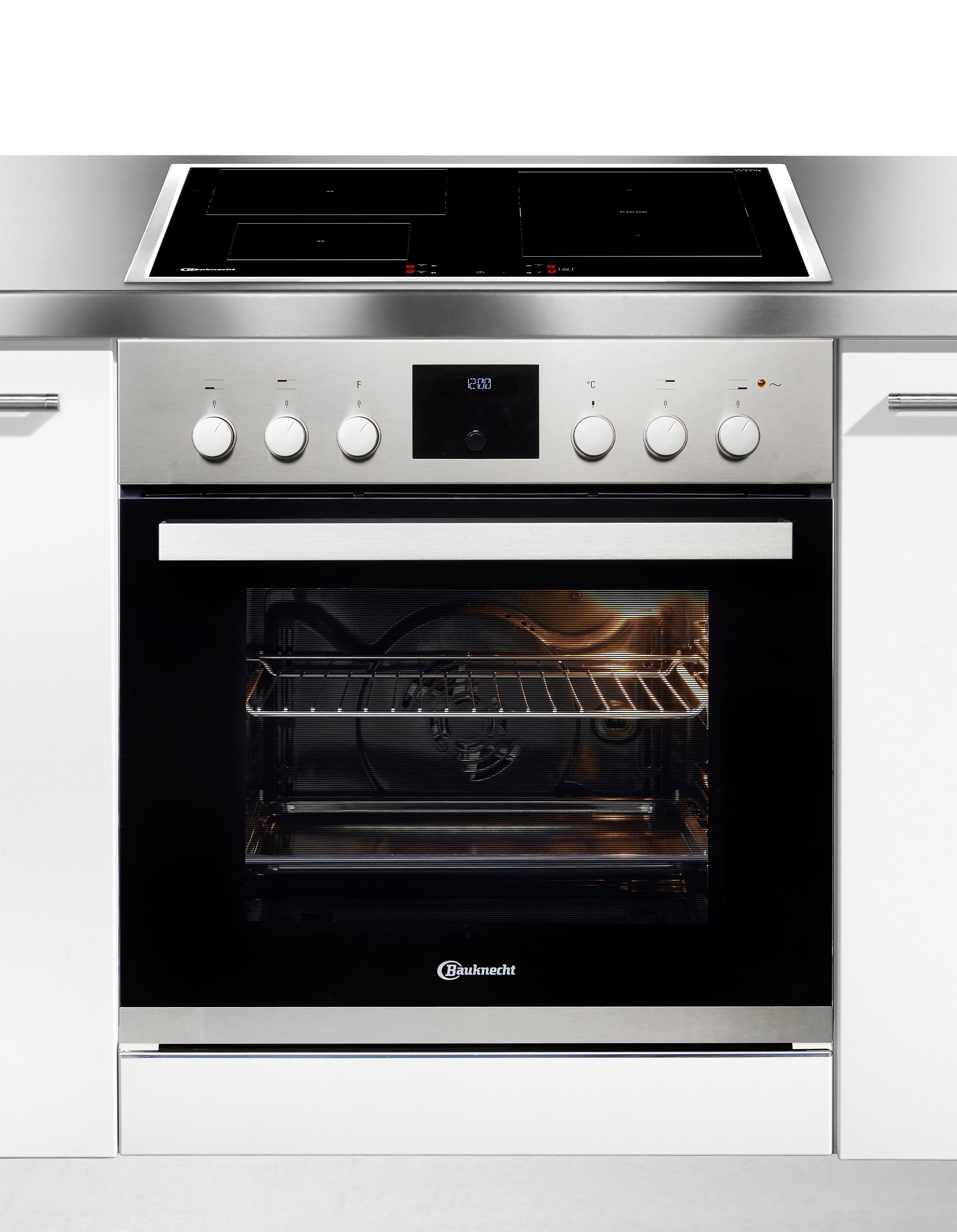 BAUKNECHT Flex-Induktions-Herd-Set HEKO BOLERO FLEXI, mit 2-fach-Teleskopauszug, Flexi Duo – kombinierbare Zonen für flexibles Kochen