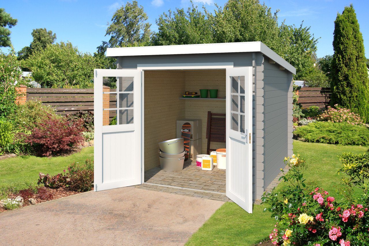 LASITA MAJA Gartenhaus Pultdach 3x2m klein Holz Indi 175 in 28mm Wandstärke, BxT: 230x175 cm, mit 18 mm Fußboden, mit Premium Dachbahn selbstklebend