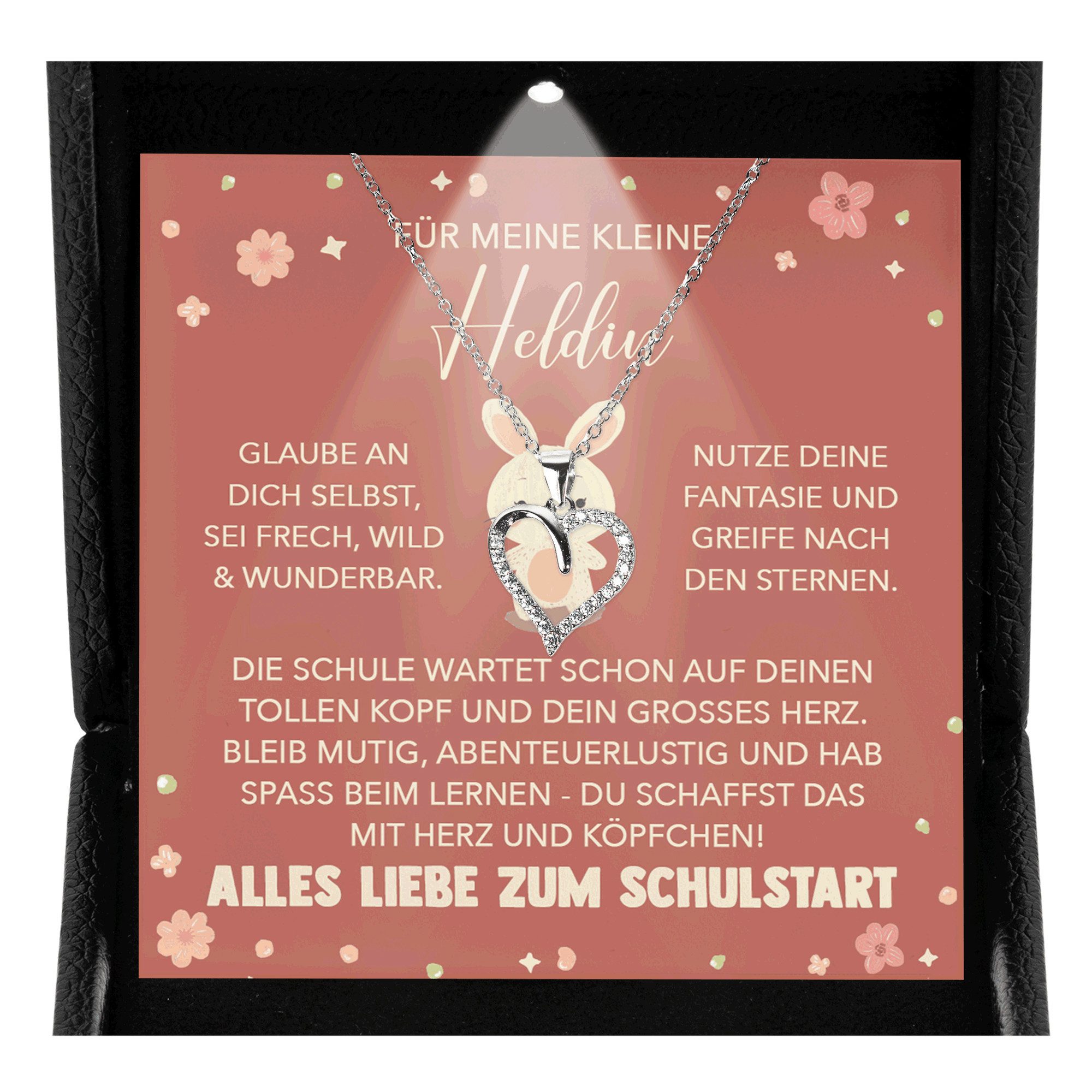 22Feels Schmuckset Mädchen Einschulung Geschenk Schmuck 1. Klasse Schulanfang Halskette, Silber 925/000, Geschenkset Made In Germany, Premium Licht Etui