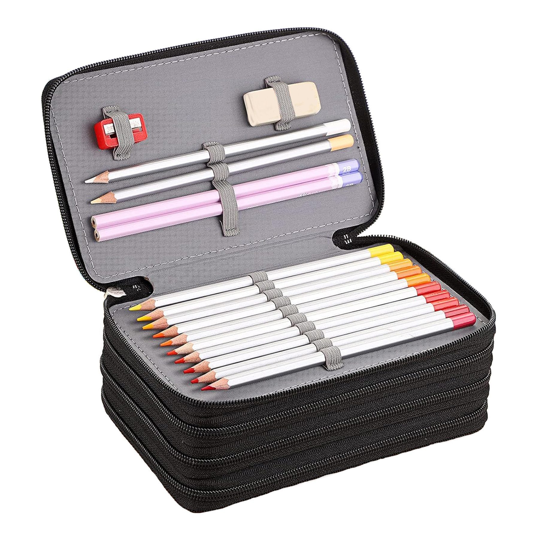 Mutig Federmäppchen Federtaschen mit 72 Slots für Stifte, große Kapazität, (Federmäppchen Kinder, 4 Organisierte Fächer, Bleistift-Organizer, Aus Oxford-Stoff, tragbar, langlebig und wasserdicht), Schulmäppchen für Jungen und Mädchen, für Schüler und Büro