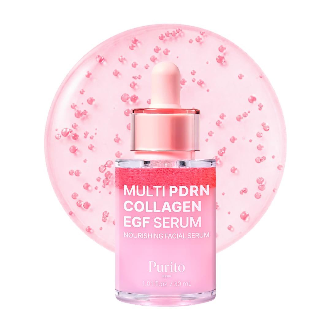 Purito Seoul Gesichtsmaske Multi PDRN Collagen EGF Serum 30 ml - leichtes Gesichtsserum mit Sodium DNA, Kollagen, EGF, Ceramide NP und Centella, für hydratisierte, geschmeidige Haut und frischen Glow