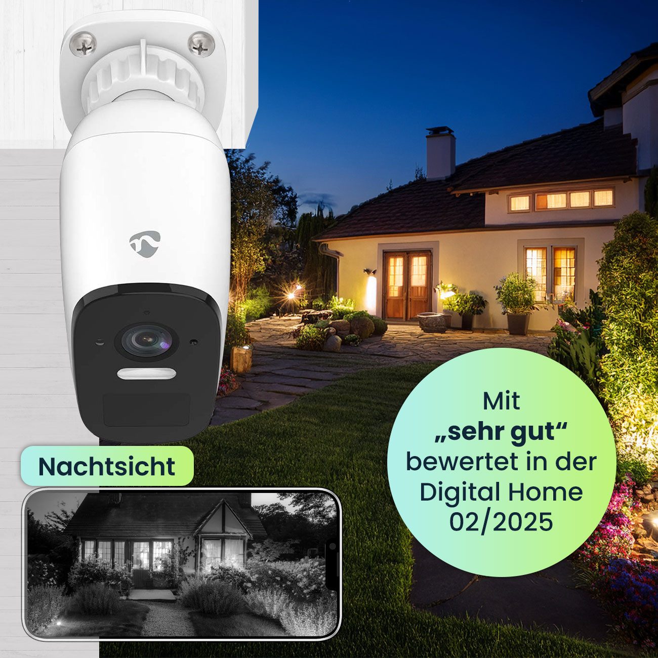 Nedis Überwachungskamera SmartLife Solar-Überwachungskamera 4MP: WLAN, Akku, IP66 & Nachtsicht (Alarm- und Sirenenfunktion)