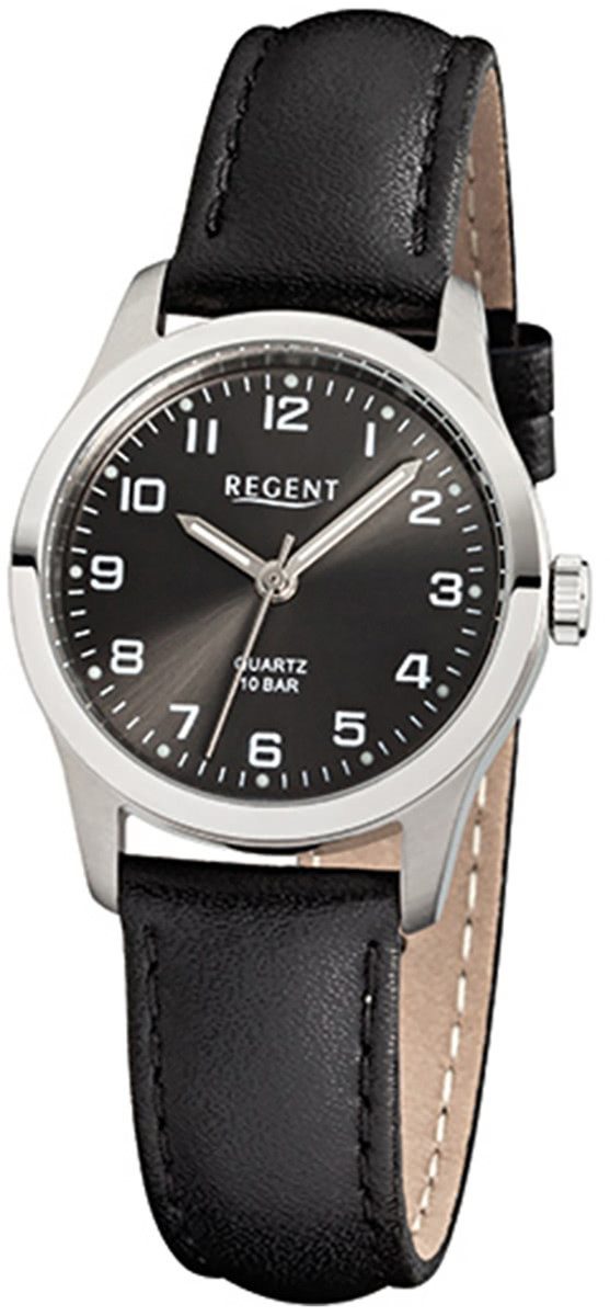 Quarzuhr Regent Damen-Armbanduhr schwarz Analog