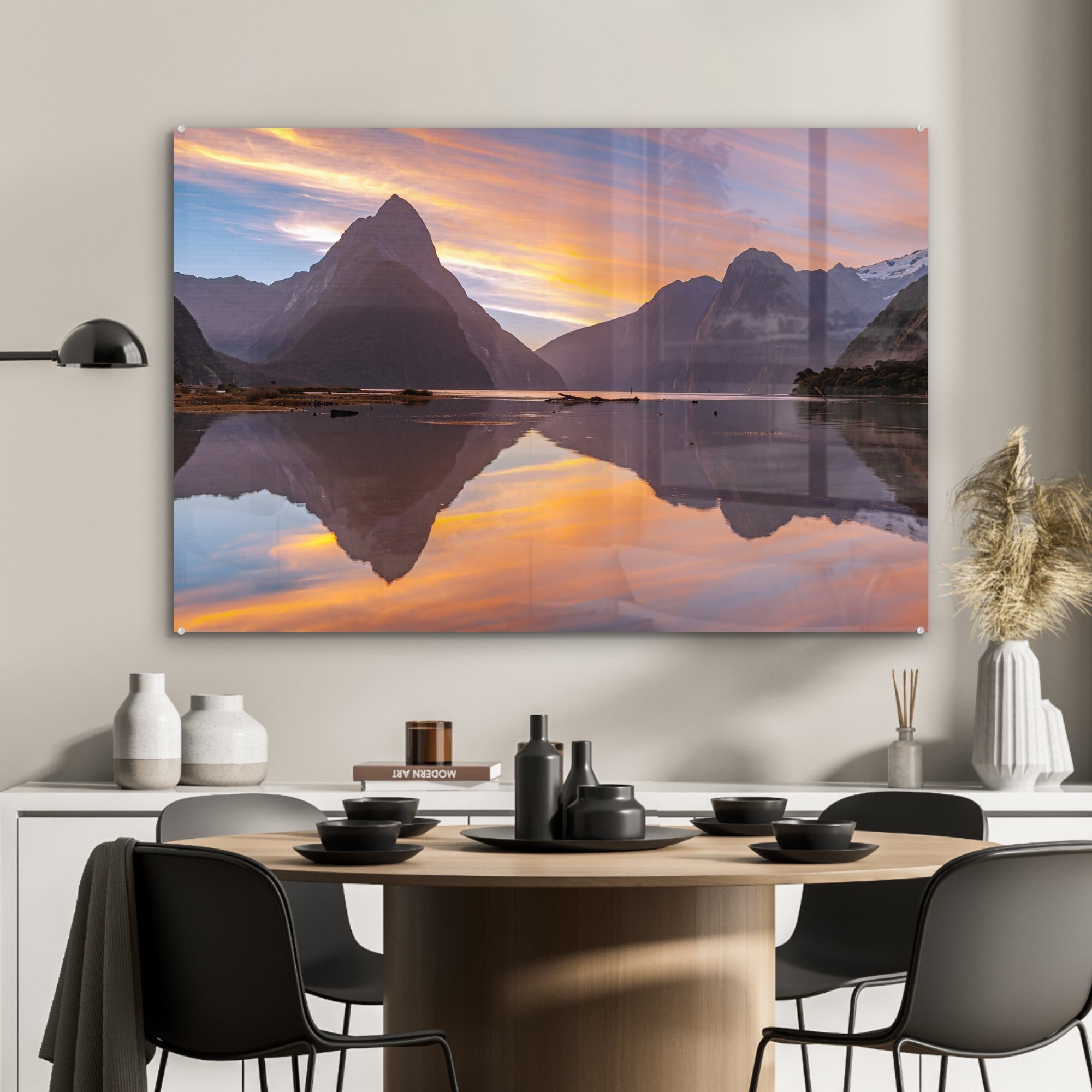 - Acrylglasbilder Wohnzimmer Neuseeland St), (1 Schlafzimmer - Berge & Wasser, Acrylglasbild MuchoWow