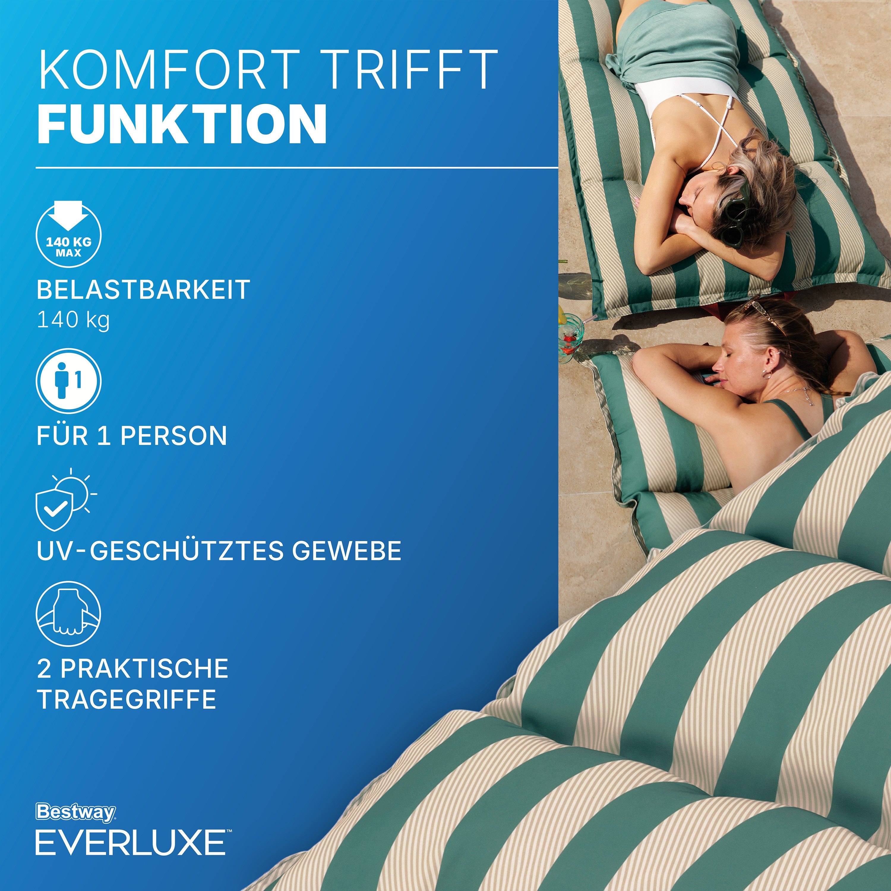Bestway Luftmatratze Everluxe™, (Packung, mit Textiloberfläche und EPS-Perlen-Füllung), 183 x 90 x 20 cm