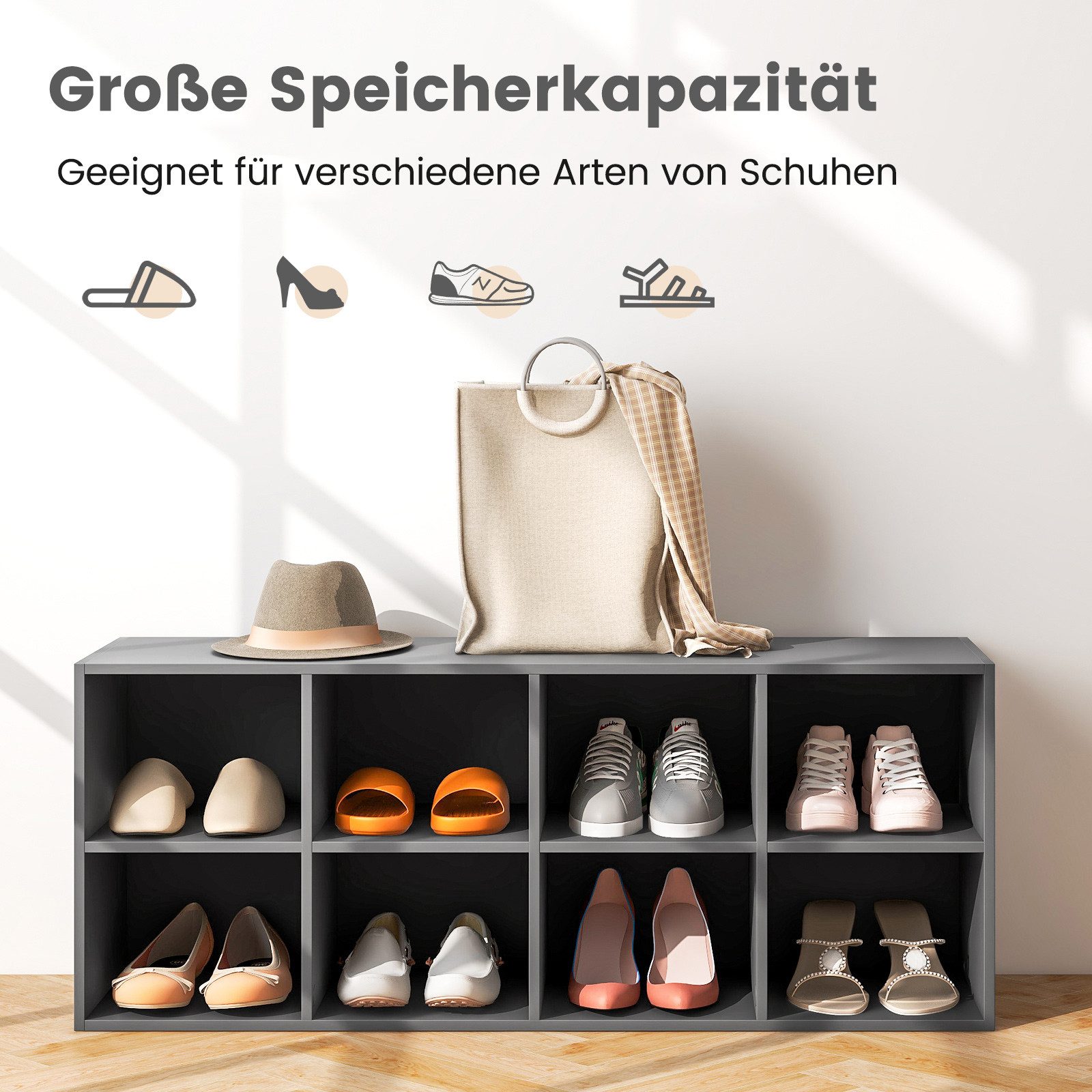 COSTWAY Schuhbank, mit Sitzfläche, Schuhregal mit günstig online kaufen