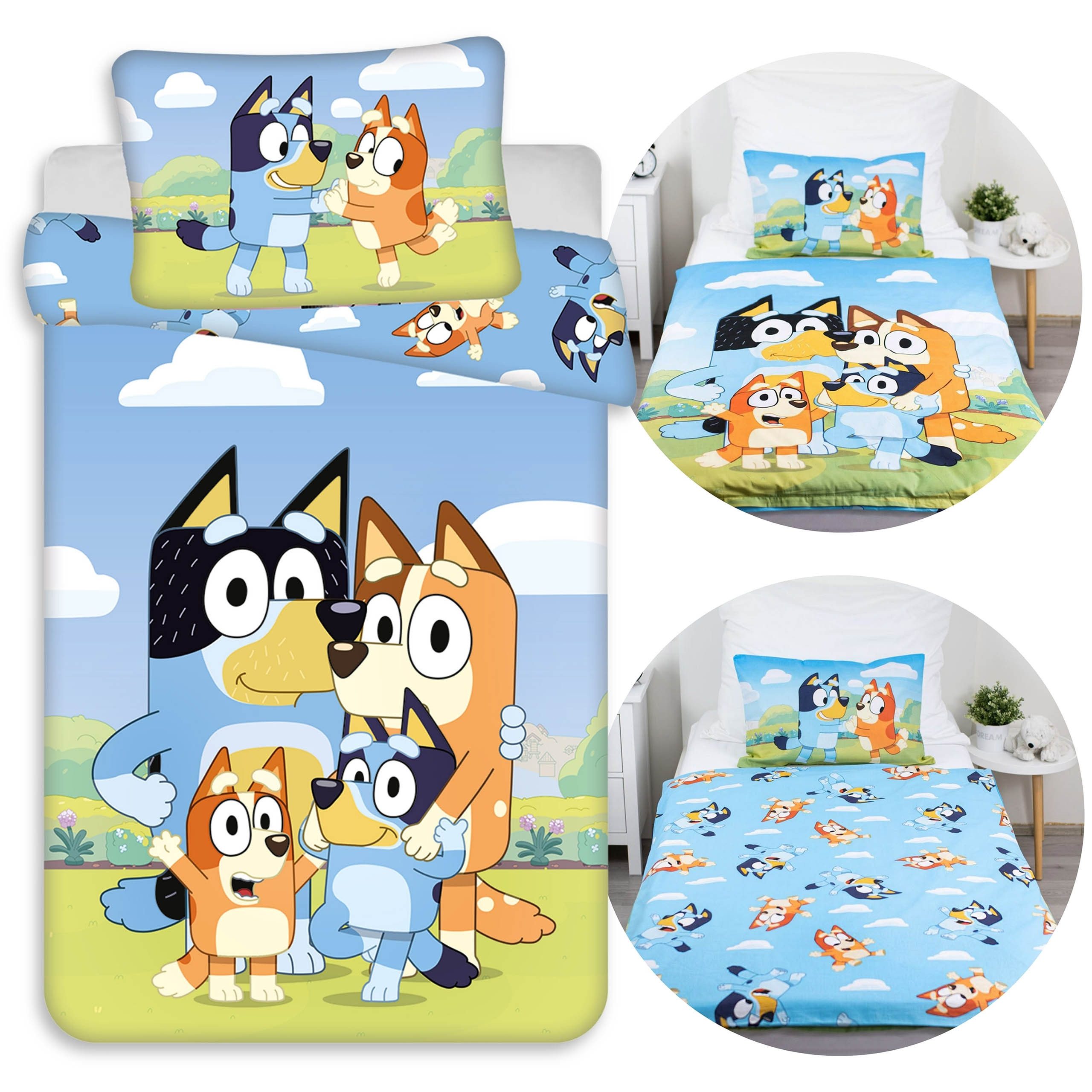 Sarcia.eu Kinderbettwäsche Bluey blaue Kinderbettwäsche aus Baumwolle, 100 x 135 + 40 x 60 cm