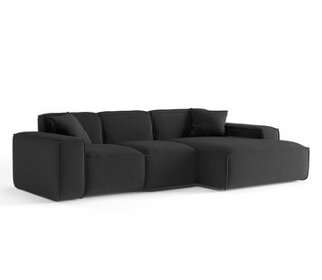 Fun Möbel Ecksofa Ecksofa Designersofa CELES Ottomane Links oder Rechts in Stoff, inkl. 2 Zierkissen