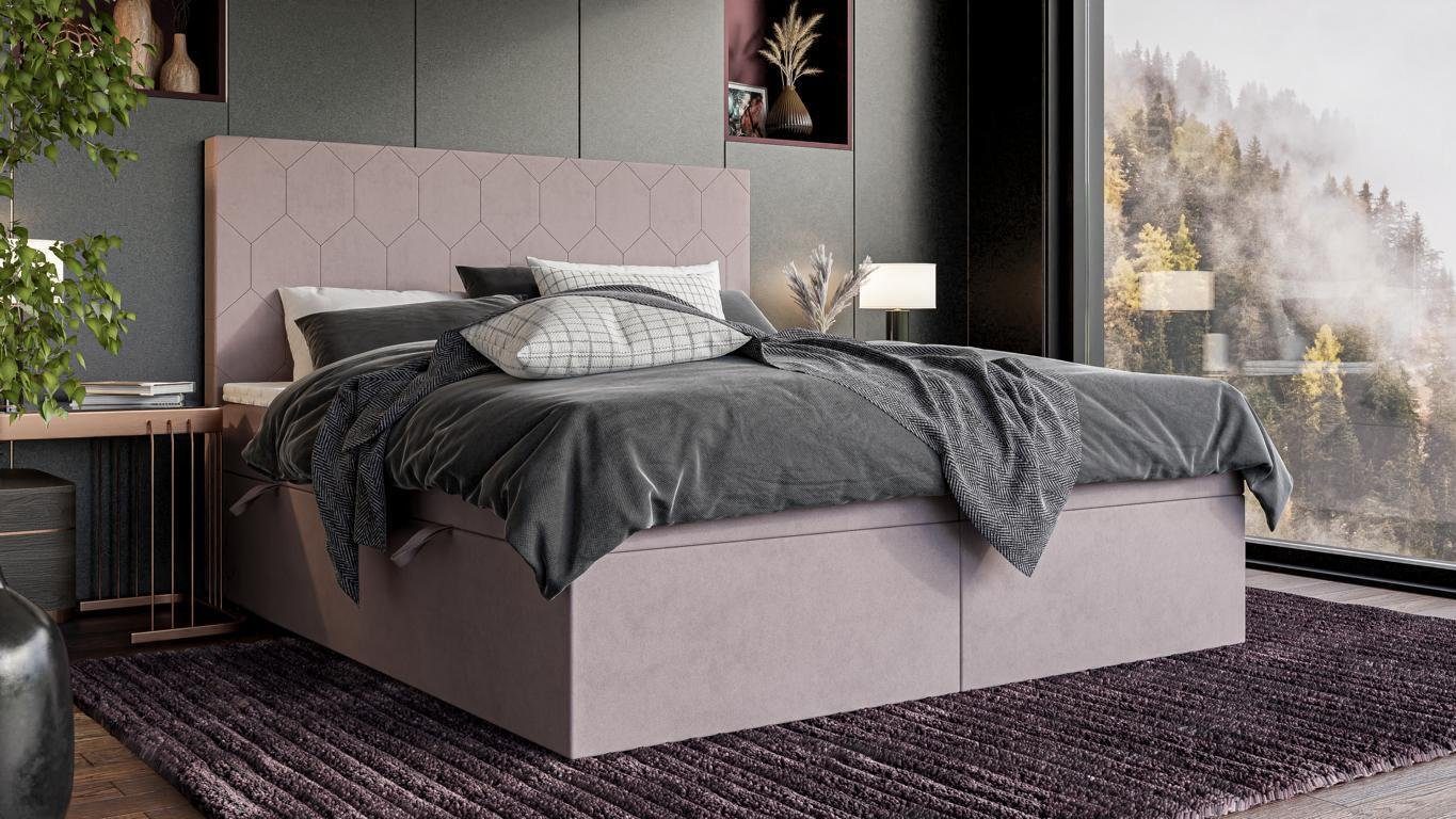 Made Bett Europa Lila in Design Textil JVmoebel Boxspringbett, Doppelbett Schlafzimmer Boxspringbett Möbel Luxus