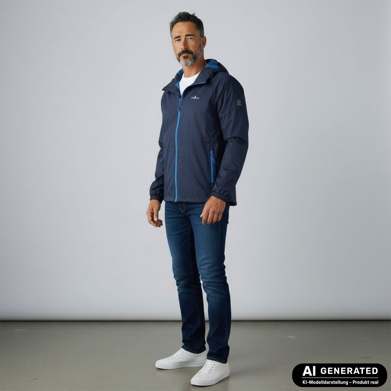 Blue Wave Funktionsjacke Fabian Herren Regenjacke - Wander- & Fahrradjacke inklusive Packsack Wasserdicht, Winddicht, Atmungsaktiv, Verschweißte Nähte, Mesh-Fut – Bild 3 von 5