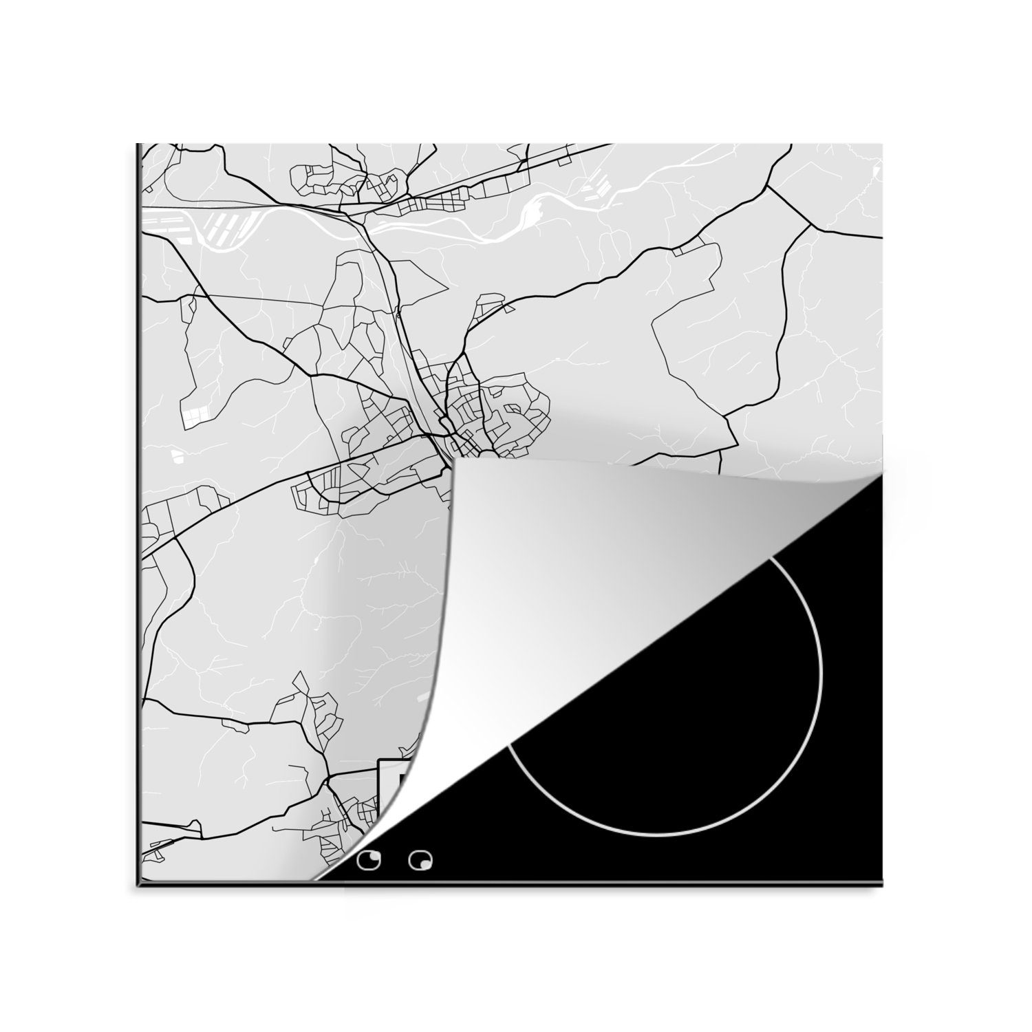 MuchoWow Herdblende-/Abdeckplatte Stadtplan - Deutschland - Menden - Karte - Wegbeschreibung, Vinyl, (1 tlg), 78x78 cm, Ceranfeldabdeckung, Arbeitsplatte für küche