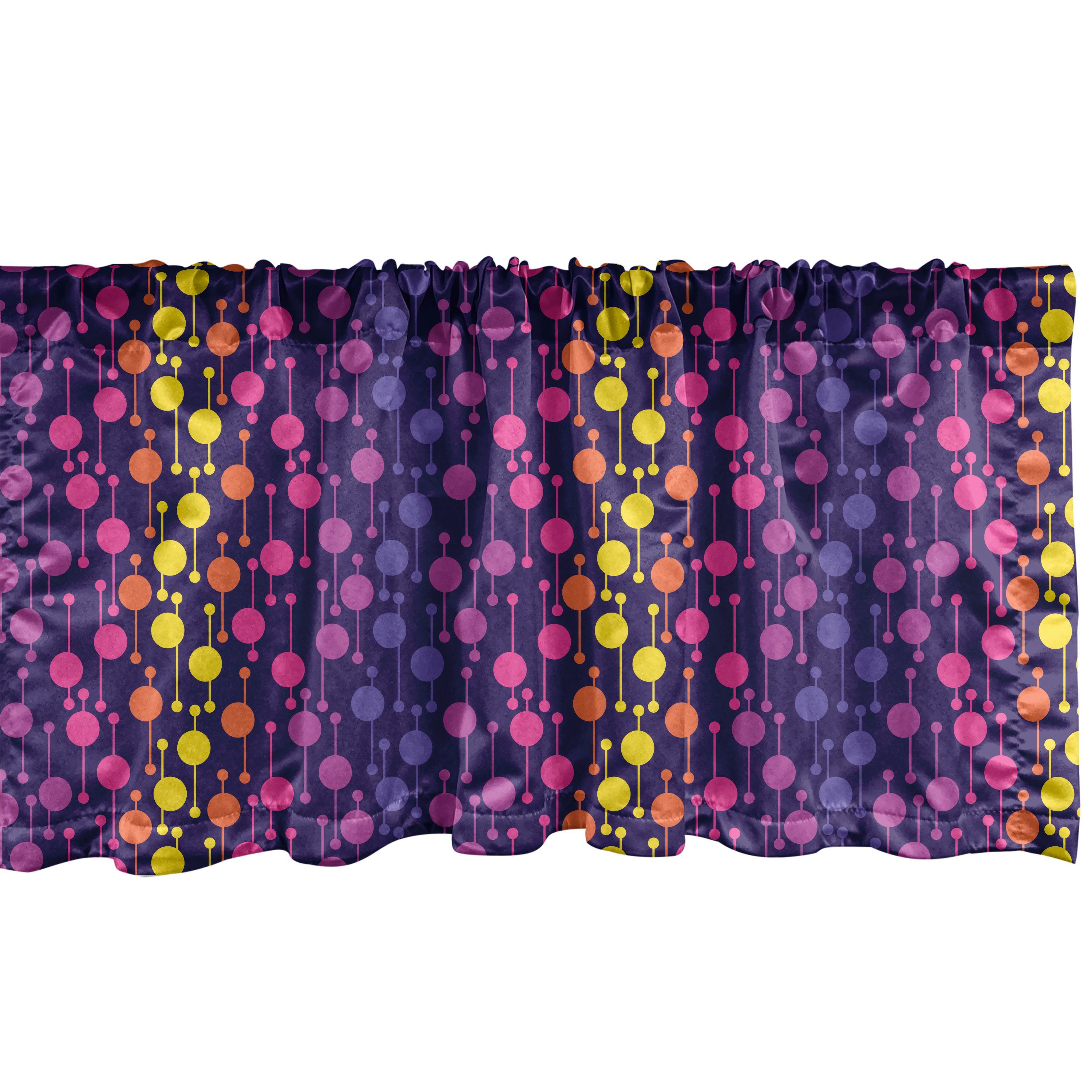 Scheibengardine Vorhang Volant für Küche Schlafzimmer Dekor mit Stangentasche, Abakuhaus, Microfaser, Pastell Bunte geometrische Kreise