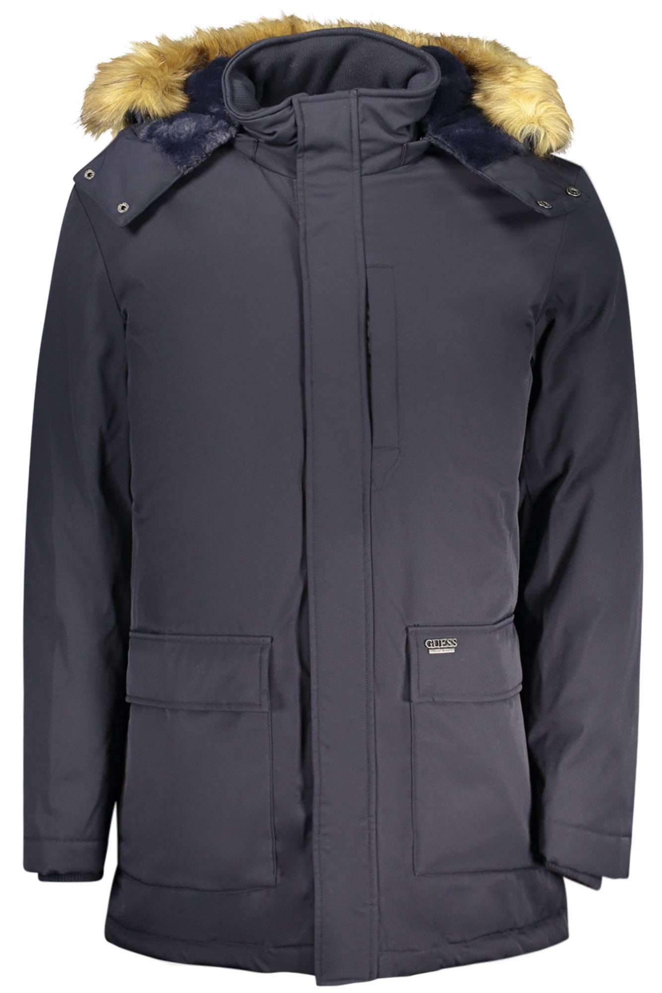 GUESS JEANS Outdoorjacke Herrenjacke Blau: Abnehmbare Kapuze, Wasserdicht, Viel Stauraum