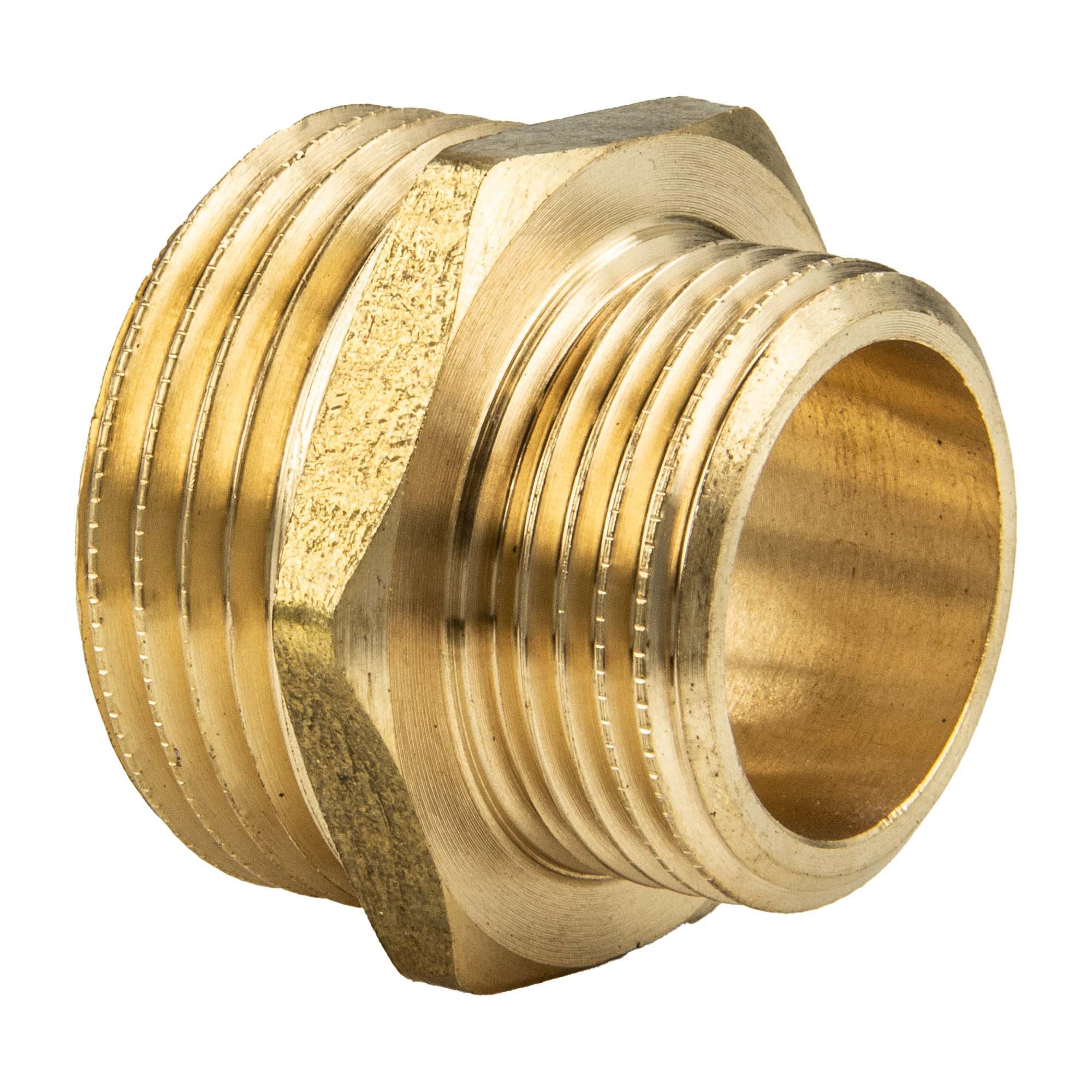 tecuro Gewindefitting Doppelnippel reduziert beidseitig Außengewinde G, Messing blank, 1/8 x 1/4 Zoll