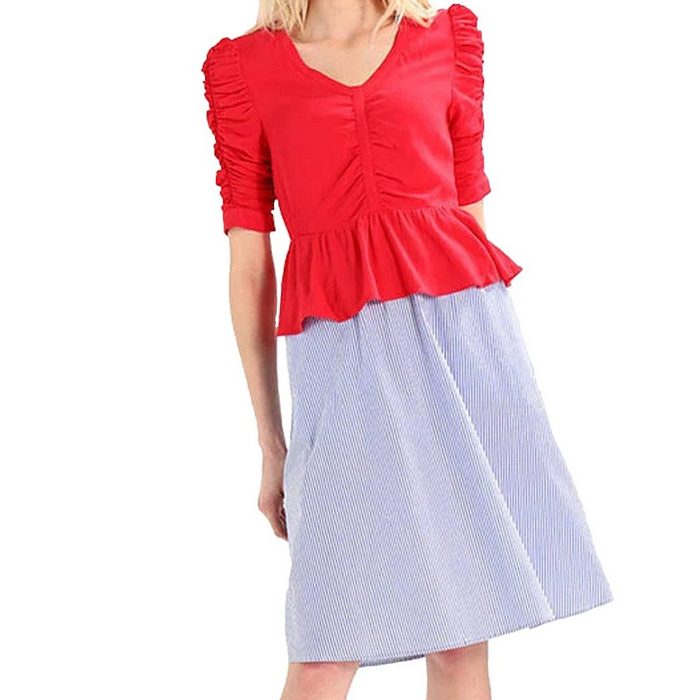mint&berry Crepebluse mint & berry Shirt stylische Crêpe-Bluse für Damen mit gerafften Ärmeln Freizeit-Bluse Rot