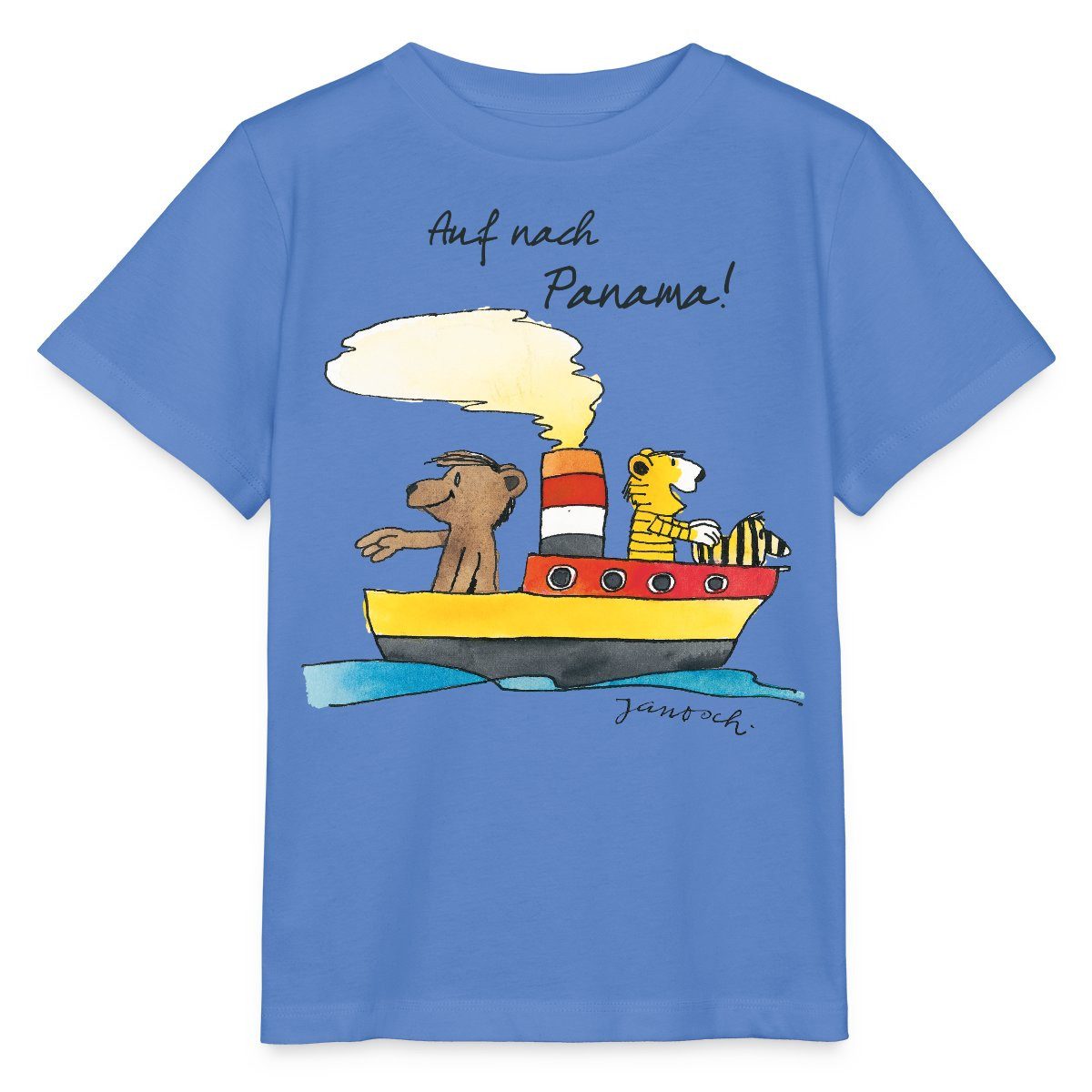 Spreadshirt T-Shirt Janosch Tiger Und Bär Auf Nach Panama Kinder Basic T-Shirt (1-tlg)