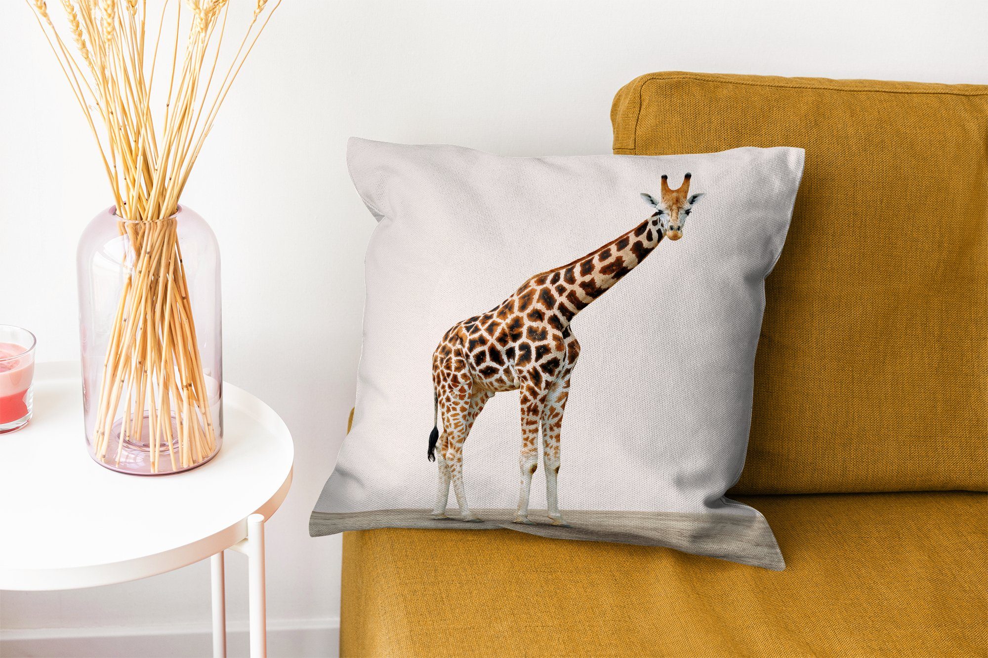 MuchoWow Dekokissen Tier - Giraffe Sofakissen - für Wohzimmer, mit Deko, Füllung Weiß, Zierkissen Schlafzimmer