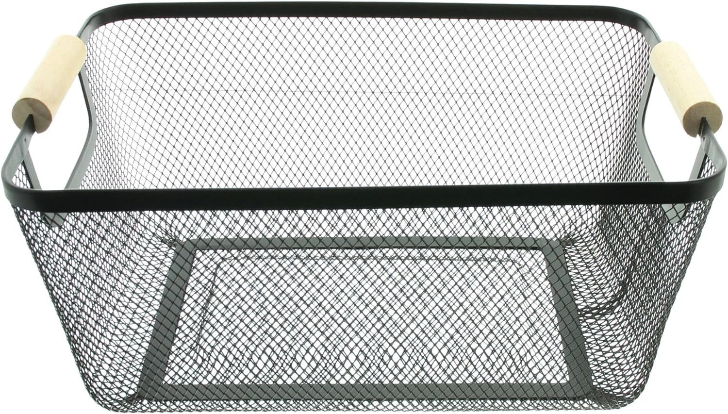 Dekoleidenschaft Drahtkorb "Fine" in schwarz mit Bambusgriff, Metallkorb, A günstig online kaufen