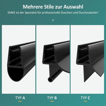 EMKE Duschdichtung Duschdichtung Duschtür Schwarz für 6/7/8mm Glasstärke gerade Glastür, L: 80 cm, (Type 3, 1-St), 600/800/1000mm Länge