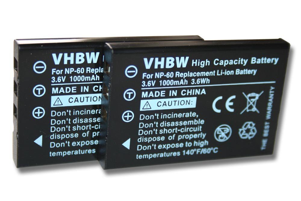 vhbw passend für Digilife DDV-H9, DDV-M1, DDV-R70, DDV-S670, DDV-V1, Kamera-Akku 1000 mAh