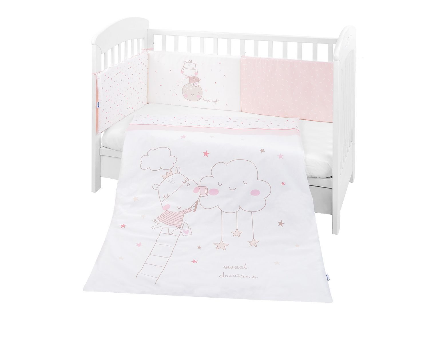 Kikkaboo Babybettwäsche Bettwäsche 4-teilig Decke, Baumwolle, 4 teilig, 135 x 95 cm Bezug Nestchen Bett 120 x 60 cm