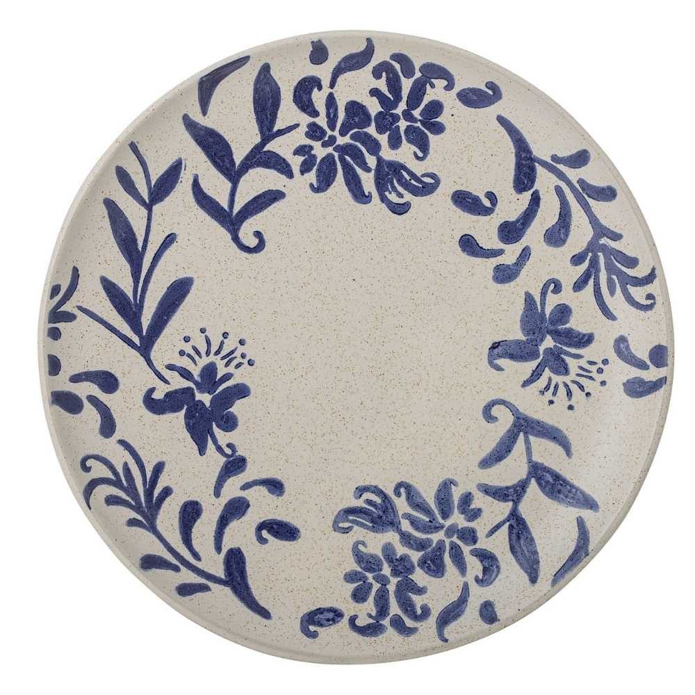 Speiseteller Bloomingville Essteller PETUNIA Blau Weiß 24 cm