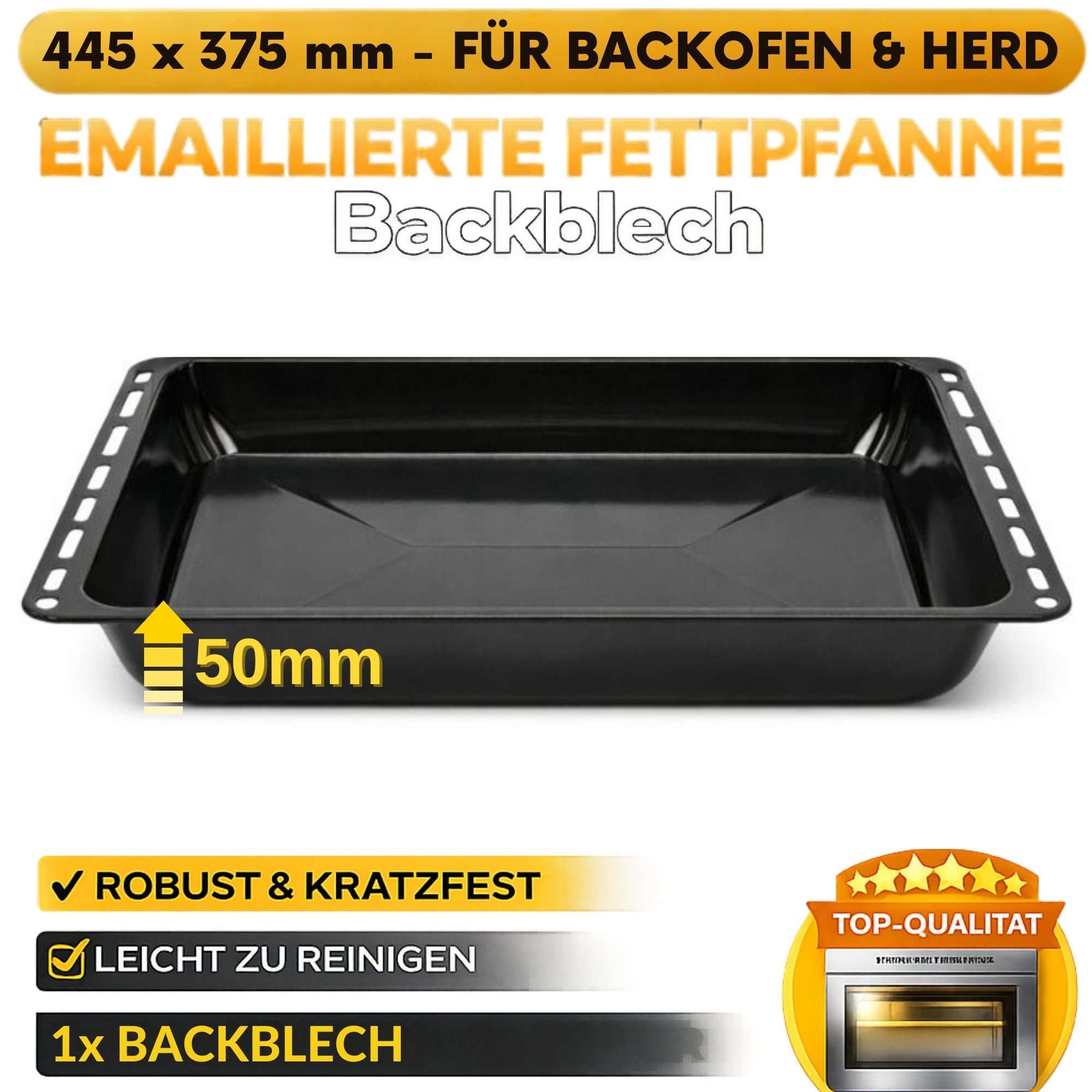 ICQN Backblech 445 x 375 mm Fettpfanne, Emailliert, (1-St), Passend für Whirlpool, Ignis, Bauknecht, Indesit, Algor, Lloyds