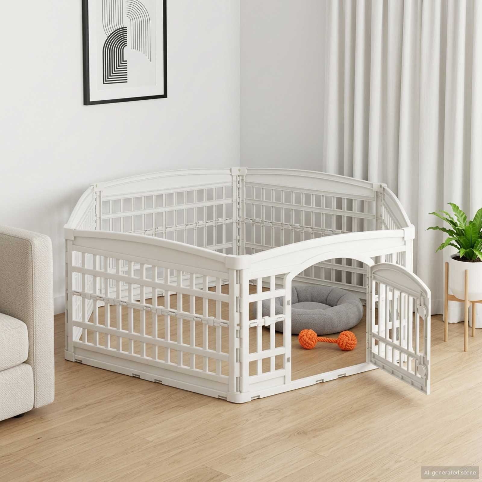 vidaXL Freigehege 6-Panel-Hundespielplatz 177,5 x 154,5 x 58 cm Kunststoff Weiß