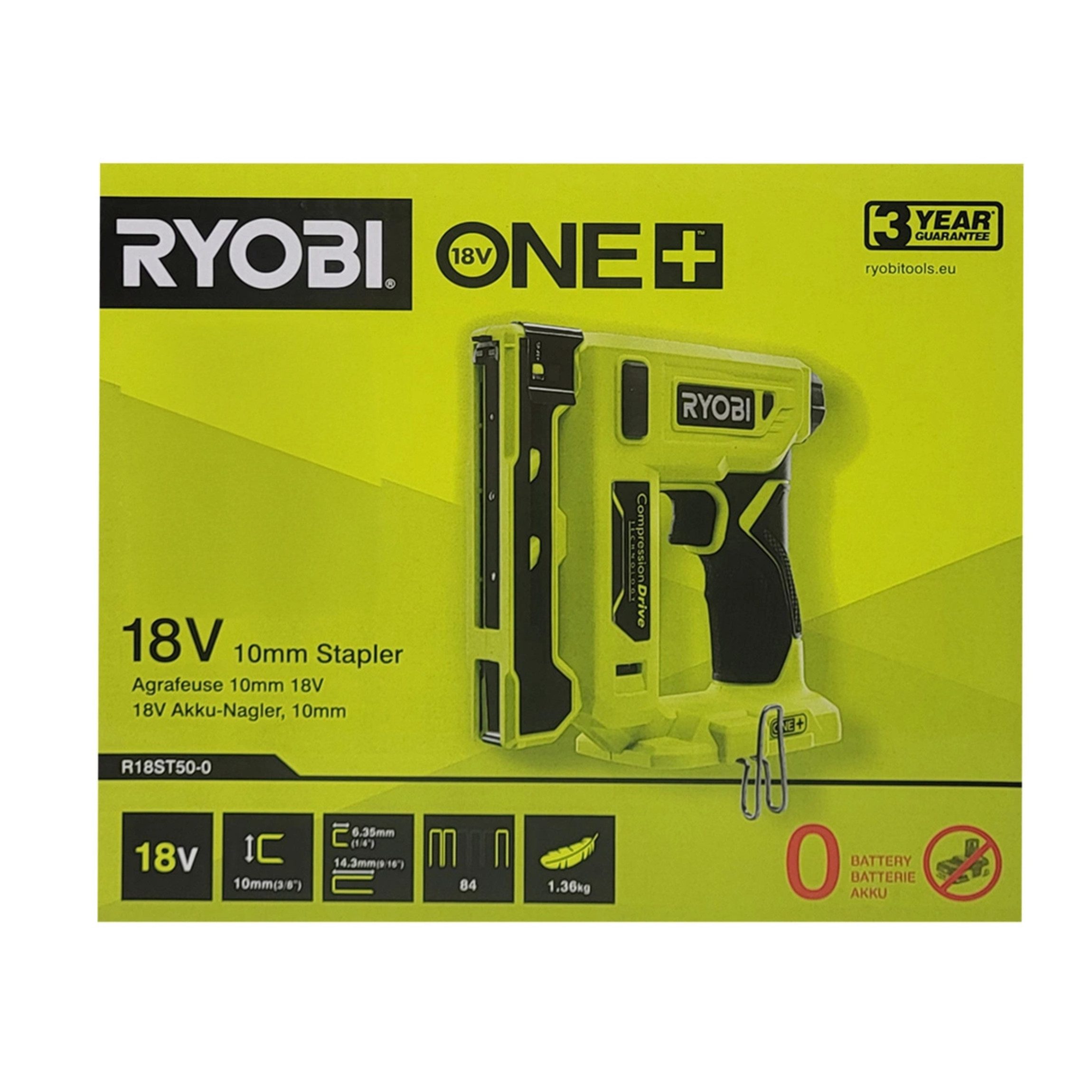Ryobi Akku-Tacker Ryobi R18ST50-0 Akku-Heftgerät 18 V ONE+ (ohne Akku und Ladegerät), (1 tlg)