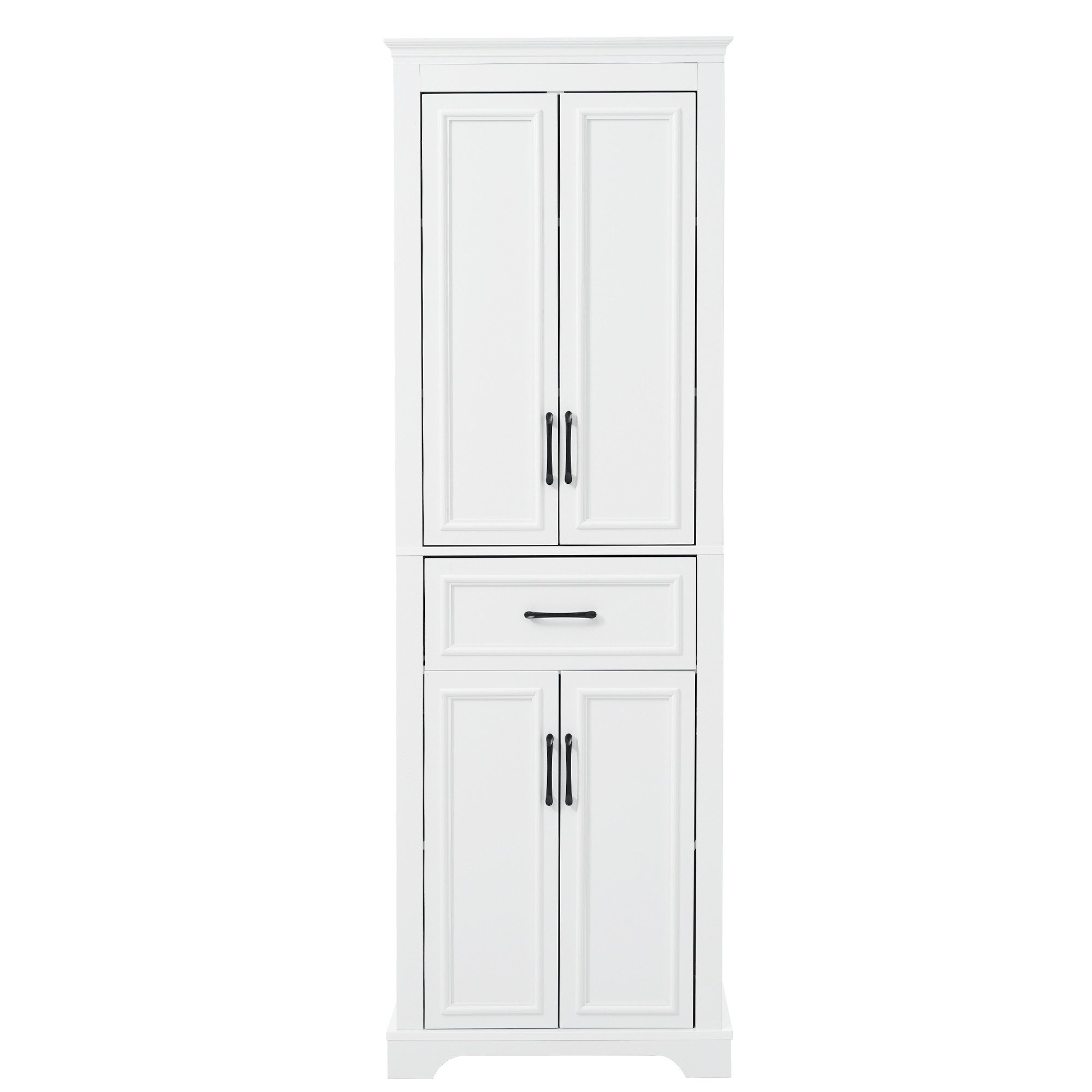 Flieks Badkommode Badezimmerschrank mit Schubladen und verstellbaren Einlegeböden (60x40x180 cm, 1 St), Hochschrank Mehrzweckschrank mit Soft-Close-Funktion Wei – Bild 4 von 5