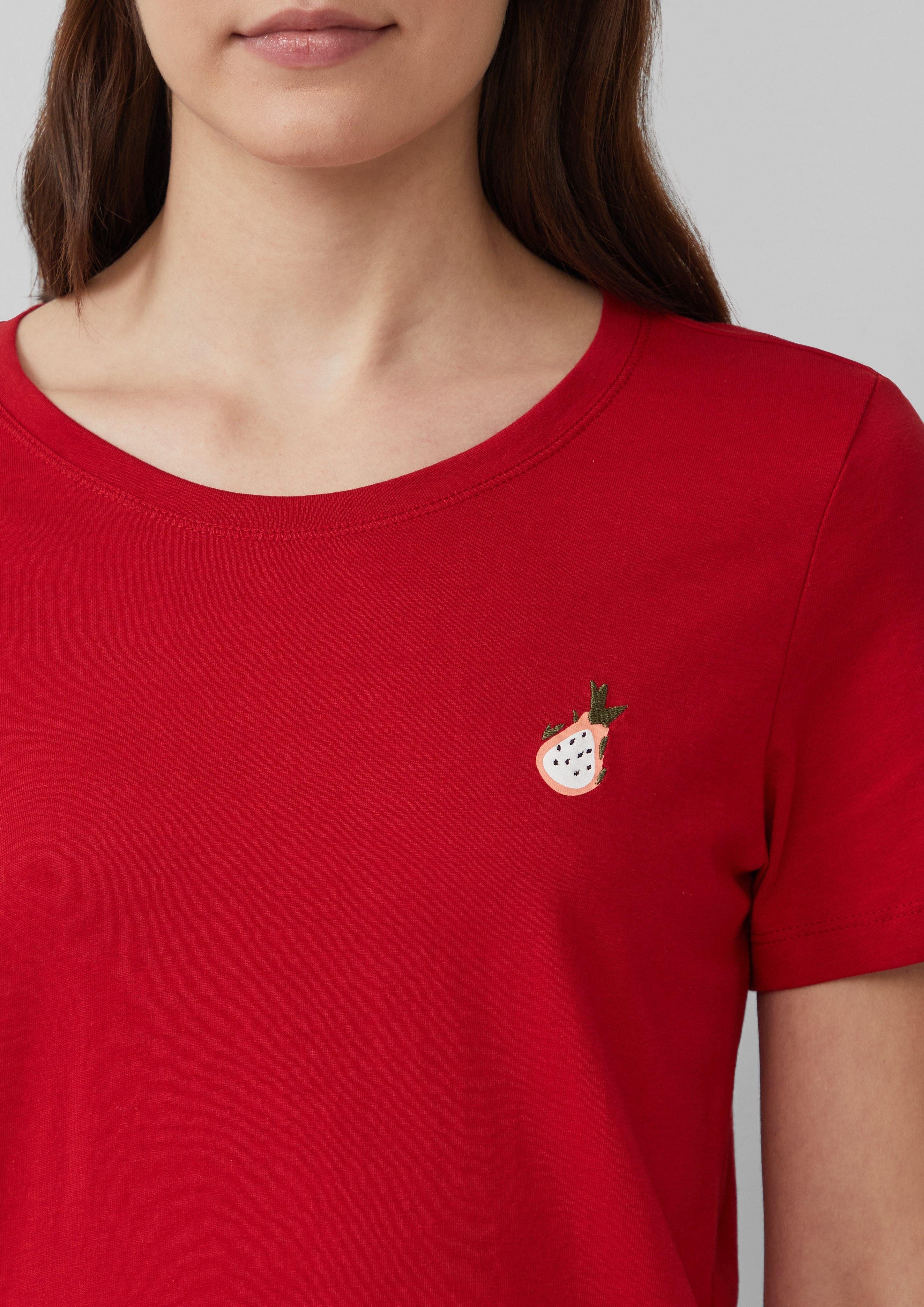 s.Oliver Kurzarmshirt Jersey-T-Shirt mit Stickerei Artwork günstig online kaufen