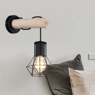 etc-shop Wandleuchte, Leuchtmittel nicht inklusive, Wandleuchte Wandlampe Schlafzimmerleuchte, Holzlampe im