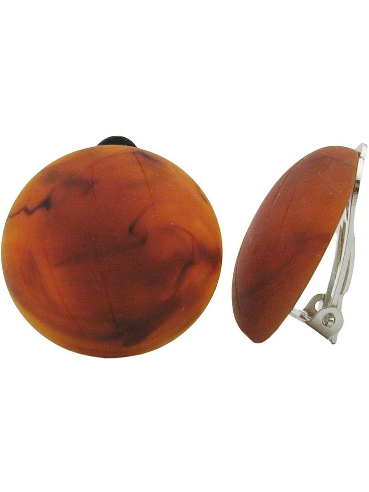 matt Riss Kunststoff-Bouton Ohrring rostbraun-marmoriert Paar (1-tlg) Ohrclips Gallay 22mm