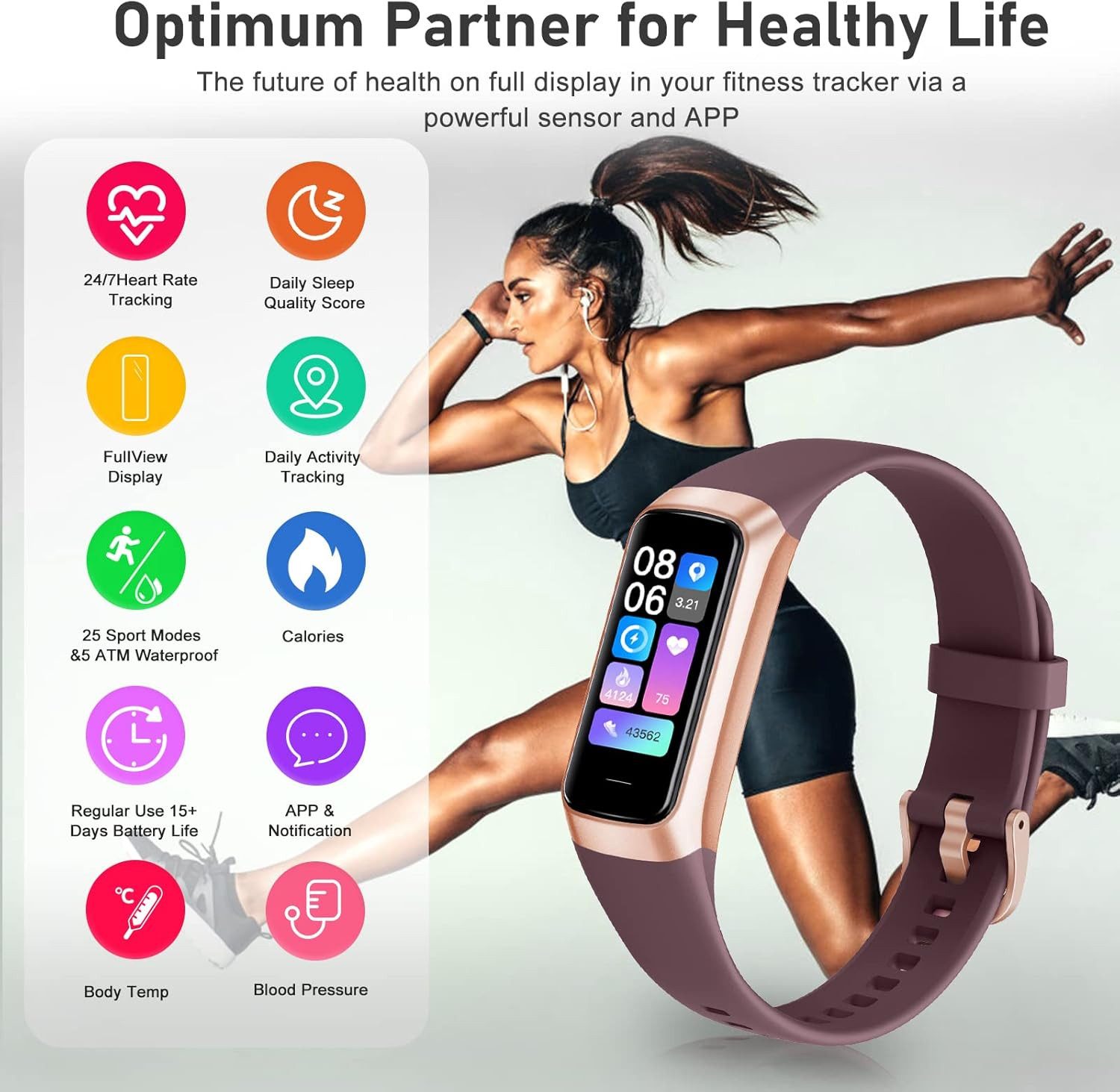 Zeacool Herren"s Damen"s GPS Fitness Tracker mit Herzfrequenz & Schlafanalyse Smartwatch (1,10 Zoll, Android/iOS), IP68 Wasserdichtes Aktivitätsarmband mit SPO2 & 25 Sportmodi