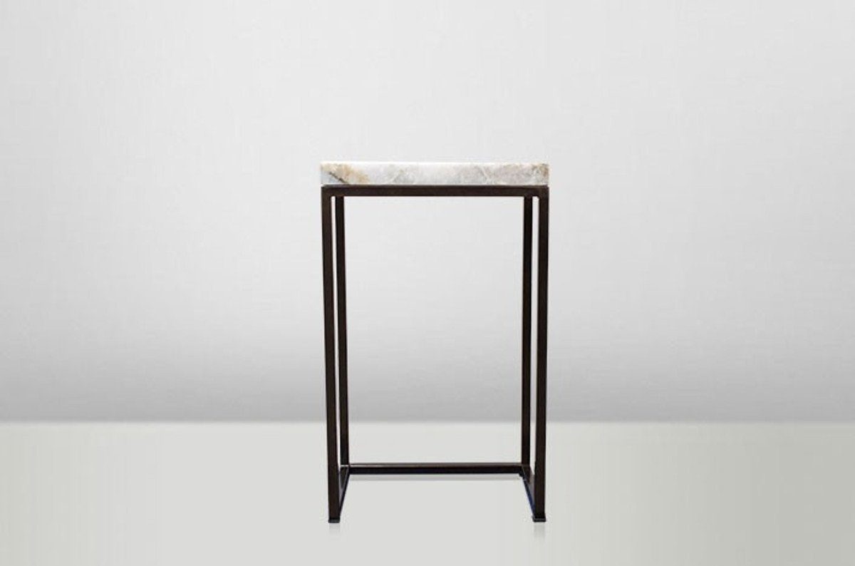 Casa Padrino Beistelltisch Art Deco Beistelltisch Onyx / Metall 40 x 27 cm- Jugendstil Tisch - Möbel Blumentisch