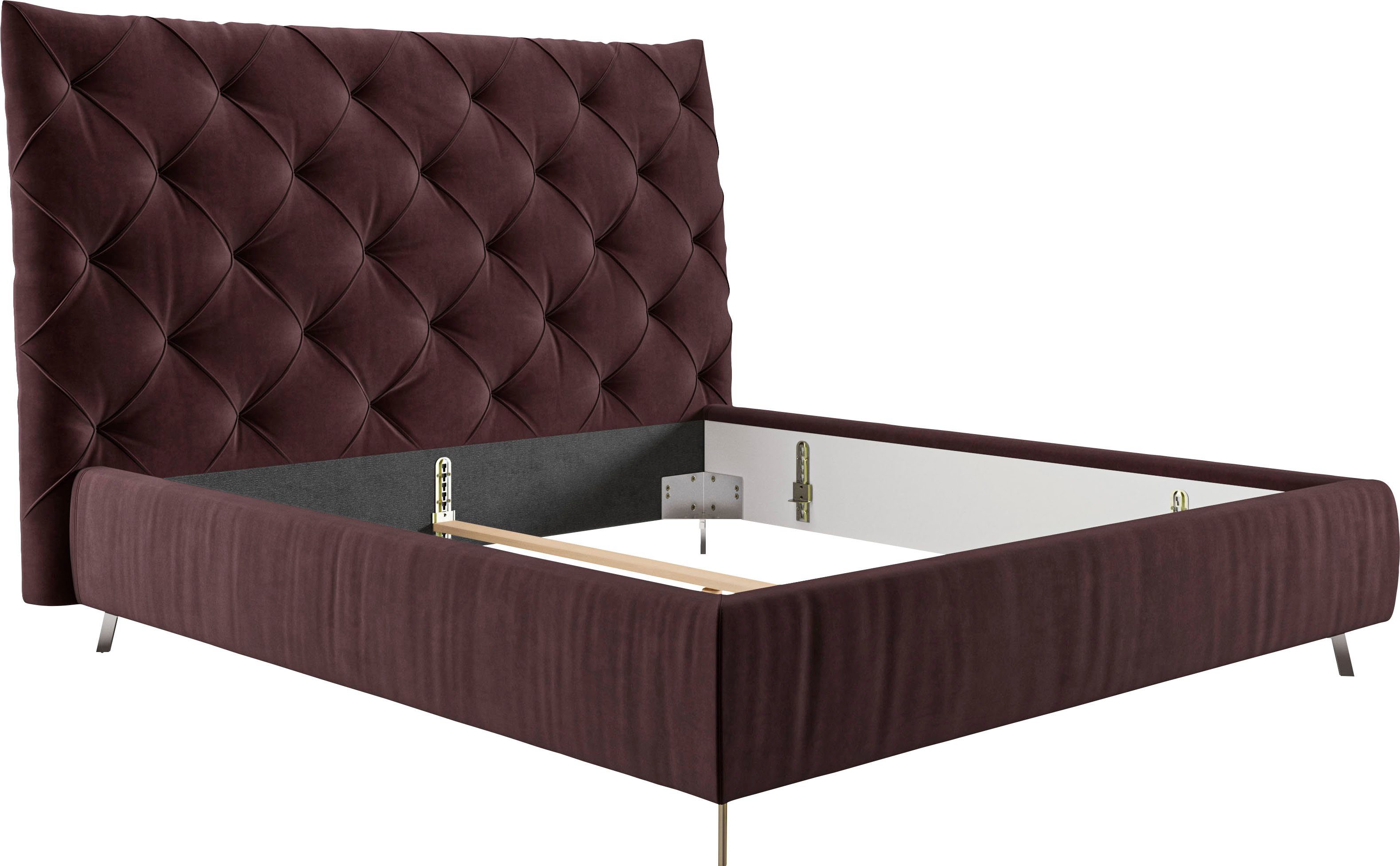 Home affaire Polsterbett Elloree, in 4 Breiten, hinten mit Originalstoff bezogen, auch in Leder, Kopfteilhöhe 143cm, belastbar bis 280 kg, auch in Überlänge 220cm