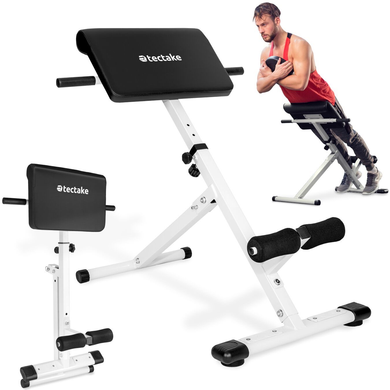 tectake Rückentrainer Hyperextension-Bank, Rückenstrecker und Bauchtrainer, 5-fach verstellbar