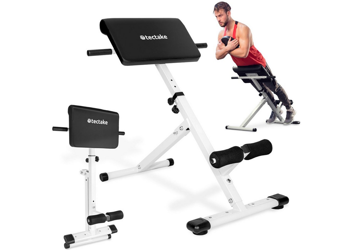 tectake Rückentrainer Rückenstrecker und Bauchtrainer, 5-fach verstellbar, klappbar, (Fitnessgerät Coleman, in schwarz/weiß), Mit …