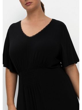Sheego Jerseykleid Große Größen mit gesmokter Taille, aus Viskosejersey